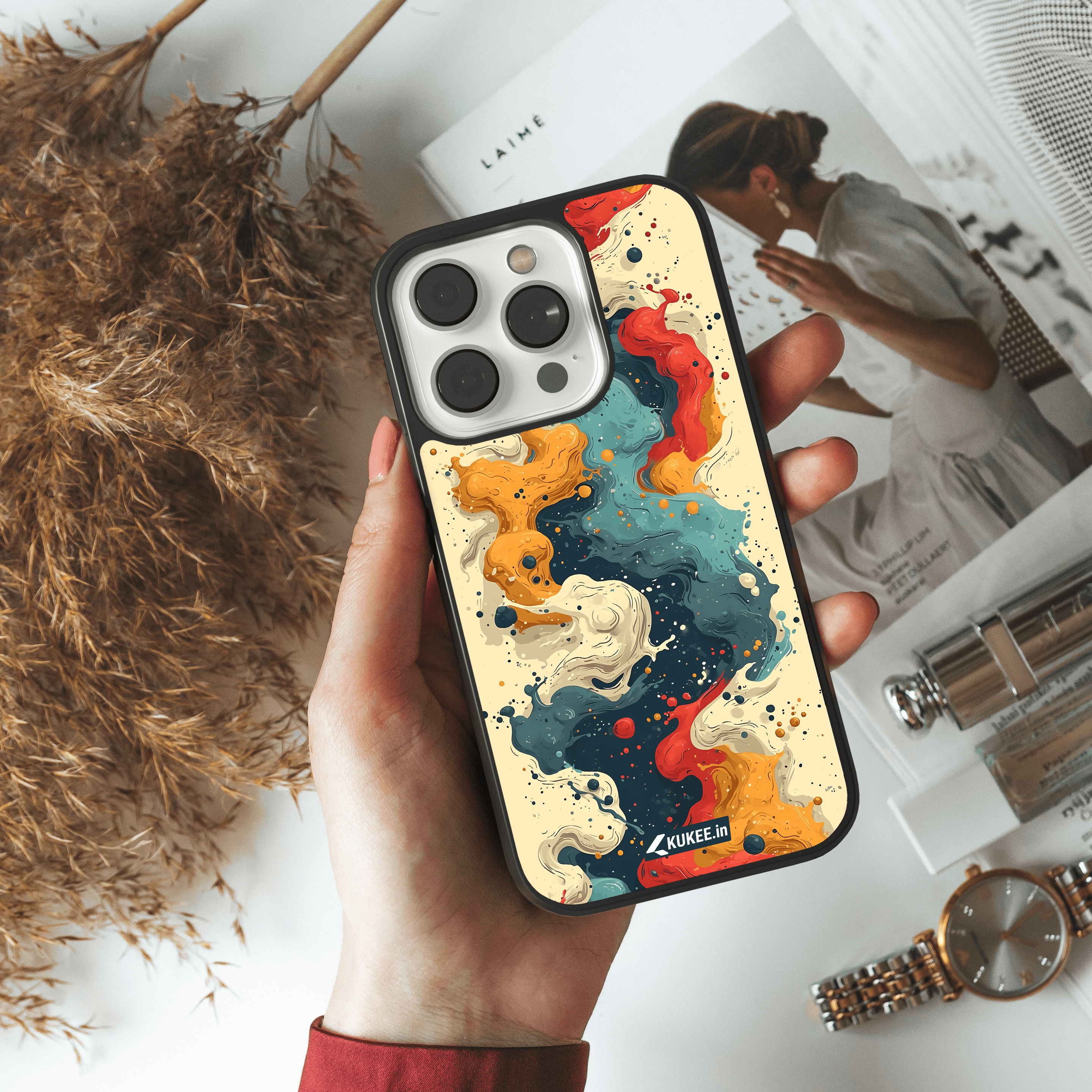 Dynamic Flowing Design Mobile Cover - Multi-Colored Abstract