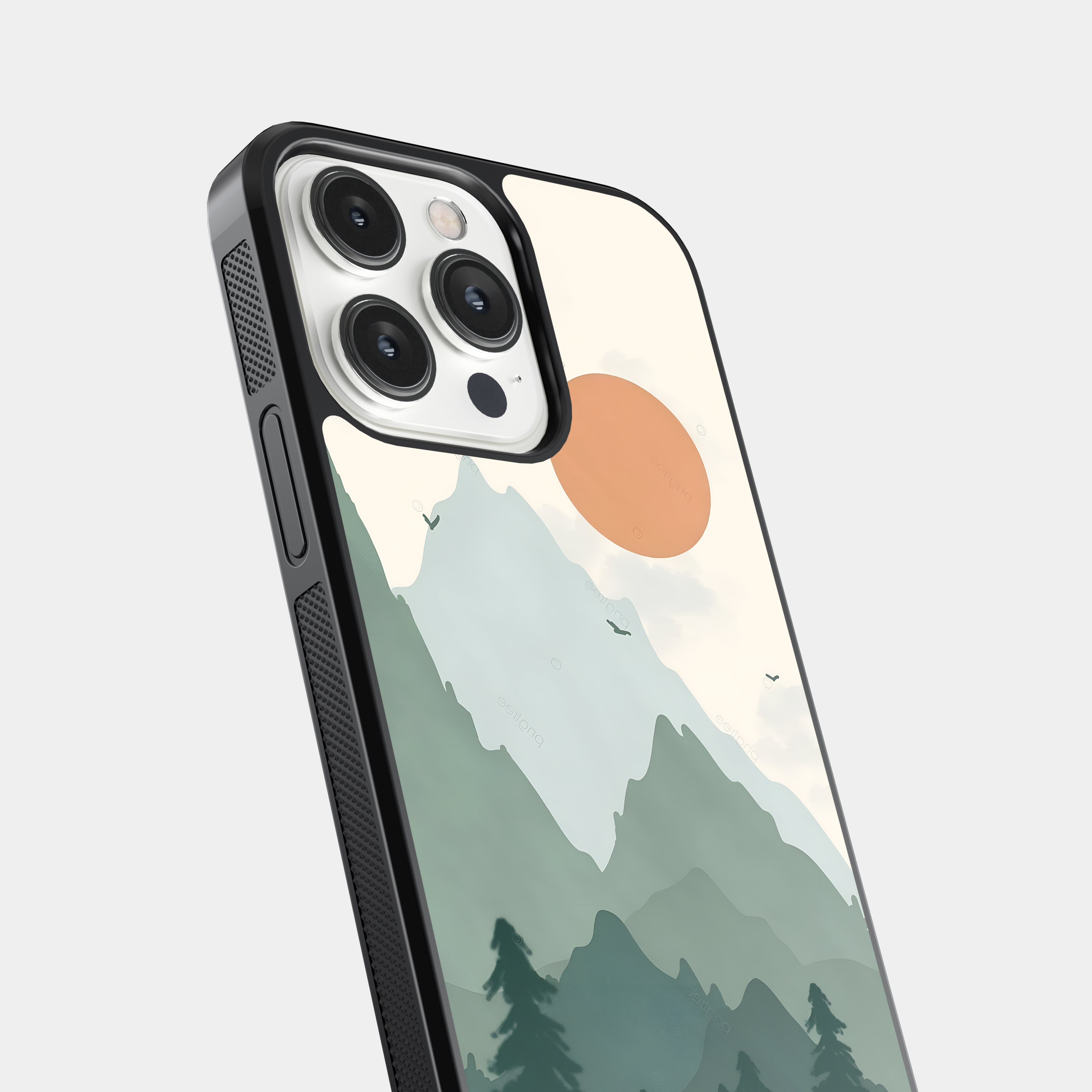 Abstract Sun and Mountains Mobile Cover - Peaceful Scene