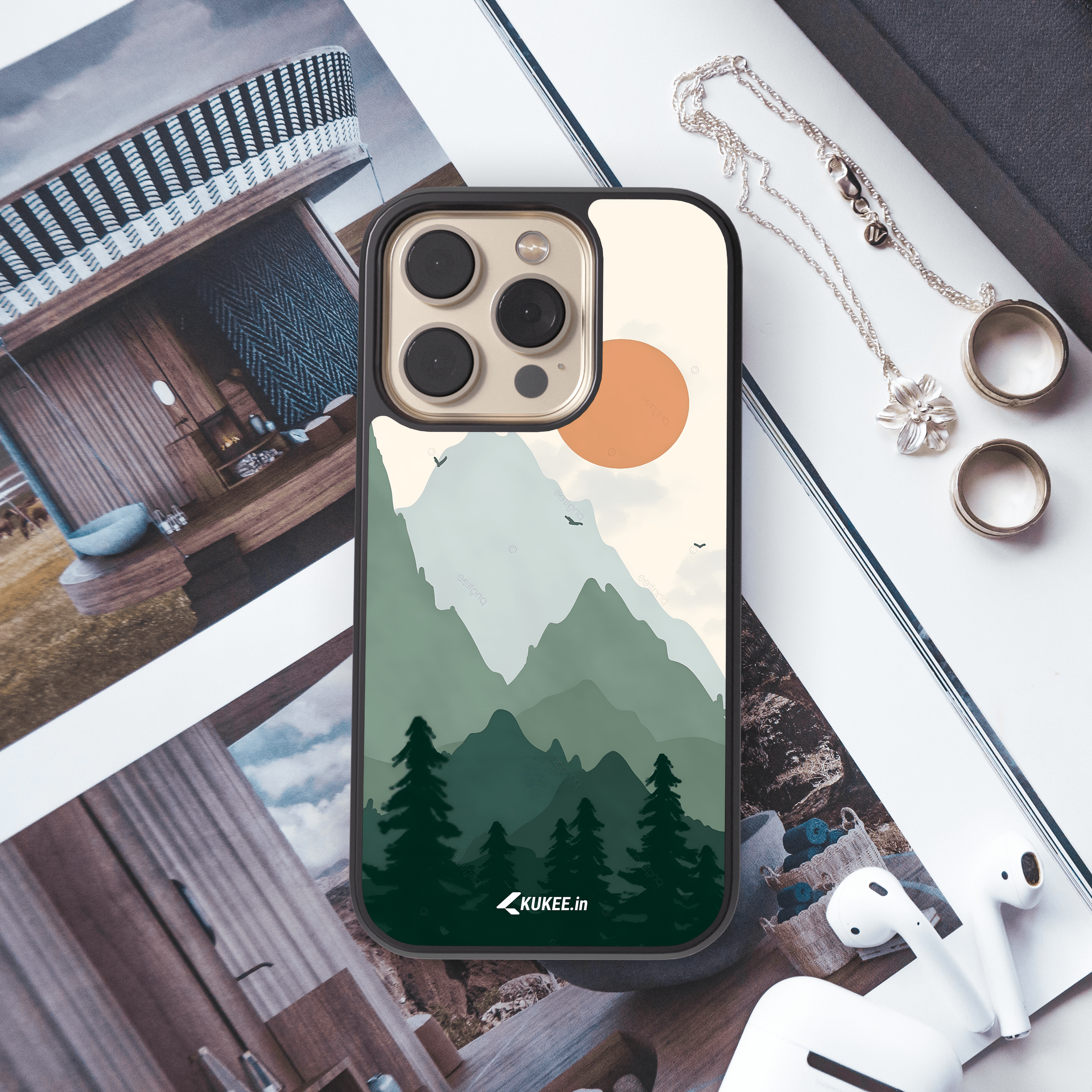 Abstract Sun and Mountains Mobile Cover - Peaceful Scene