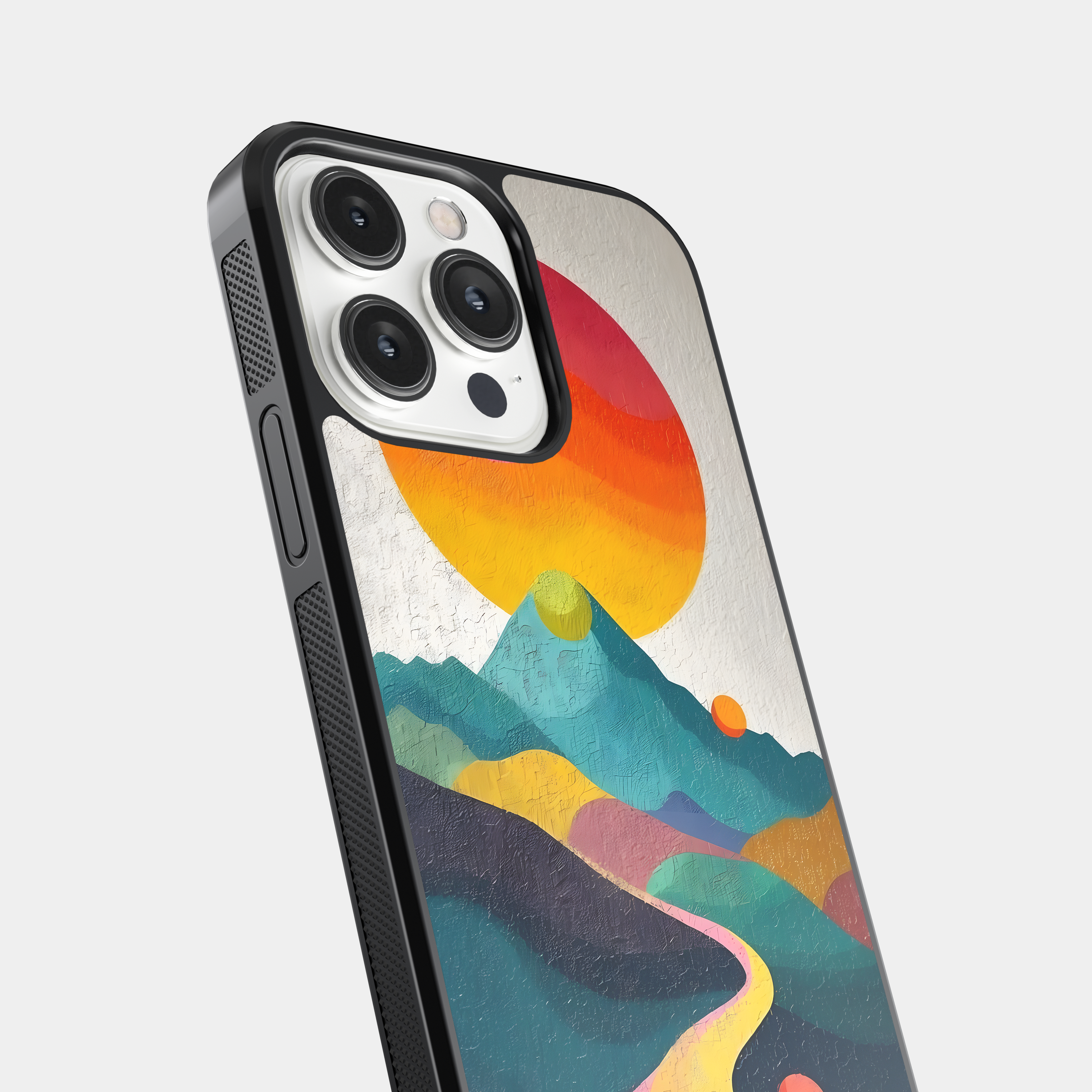 Vibrant Landscape Mobile Cover - Stylized Sun and Hills