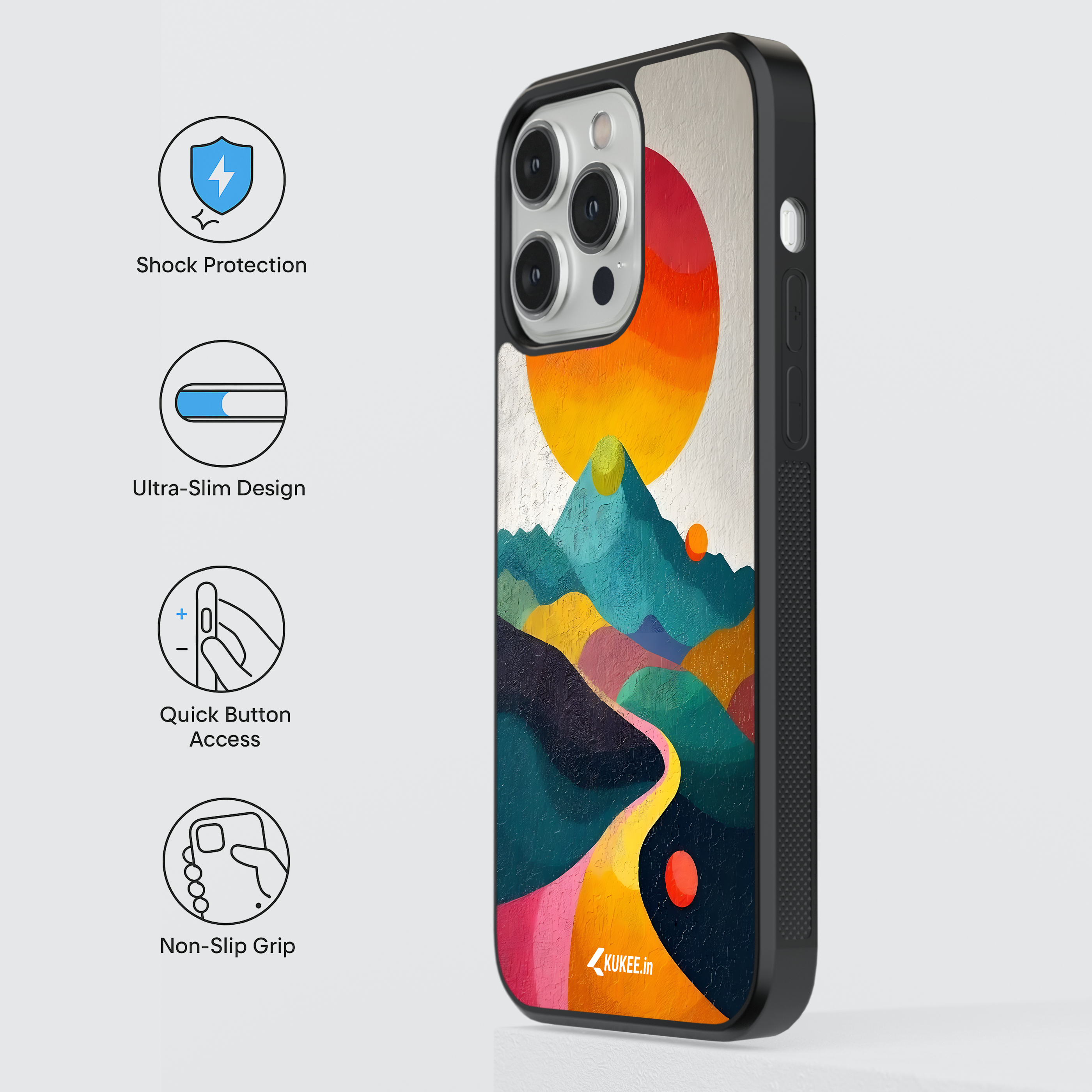 Vibrant Landscape Mobile Cover - Stylized Sun and Hills