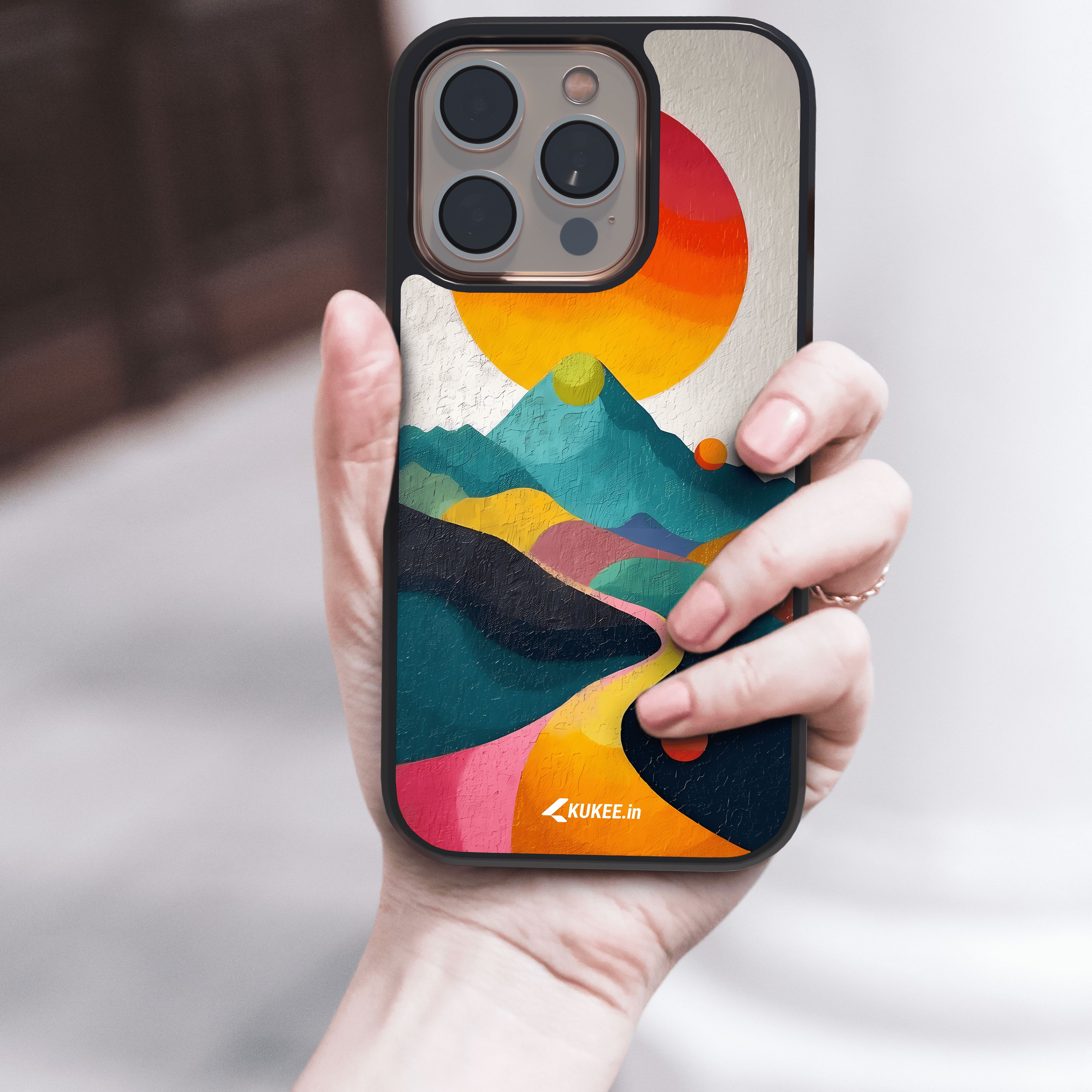 Vibrant Landscape Mobile Cover - Stylized Sun and Hills