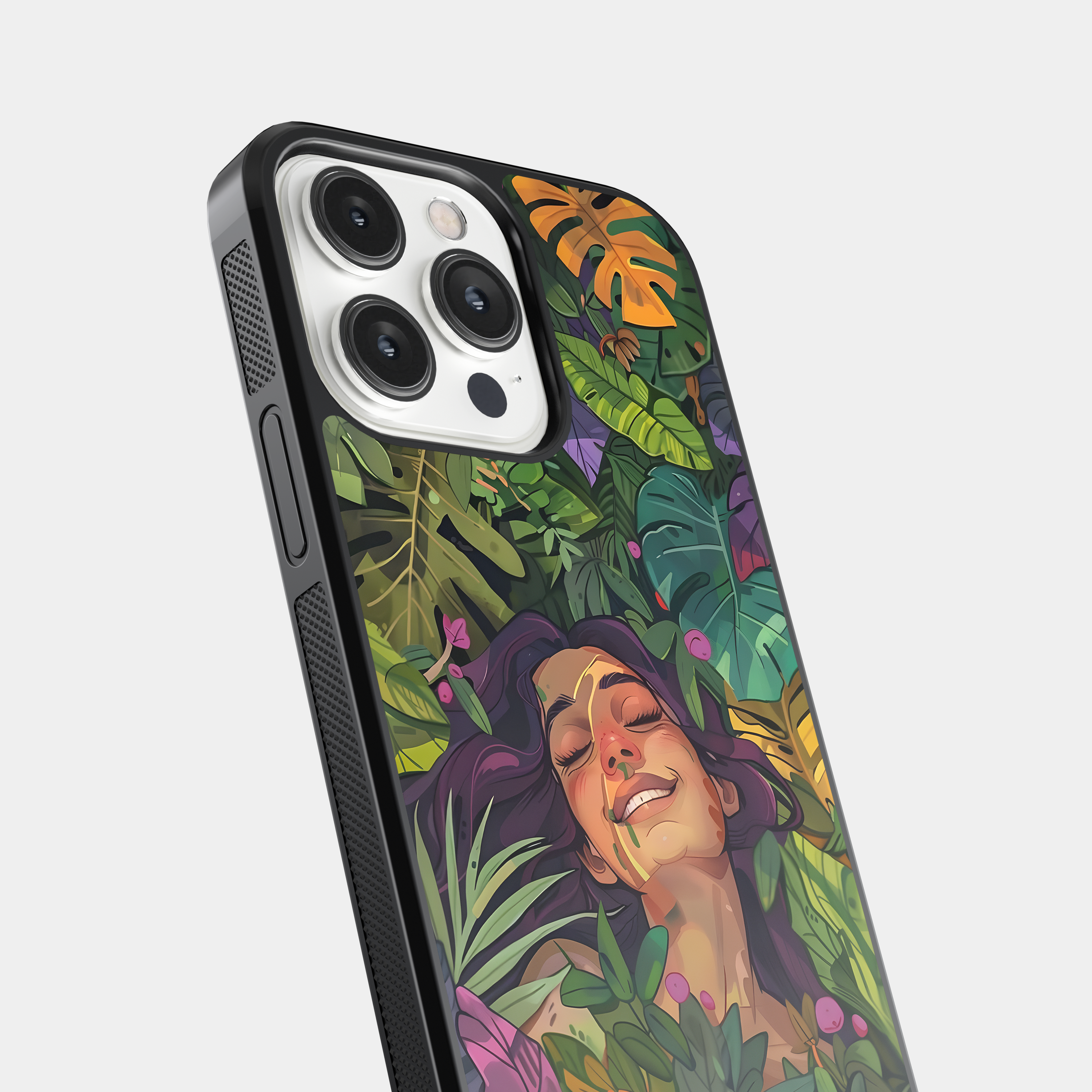 Woman in Tropical Jungle Mobile Case - Lush Botanical Art