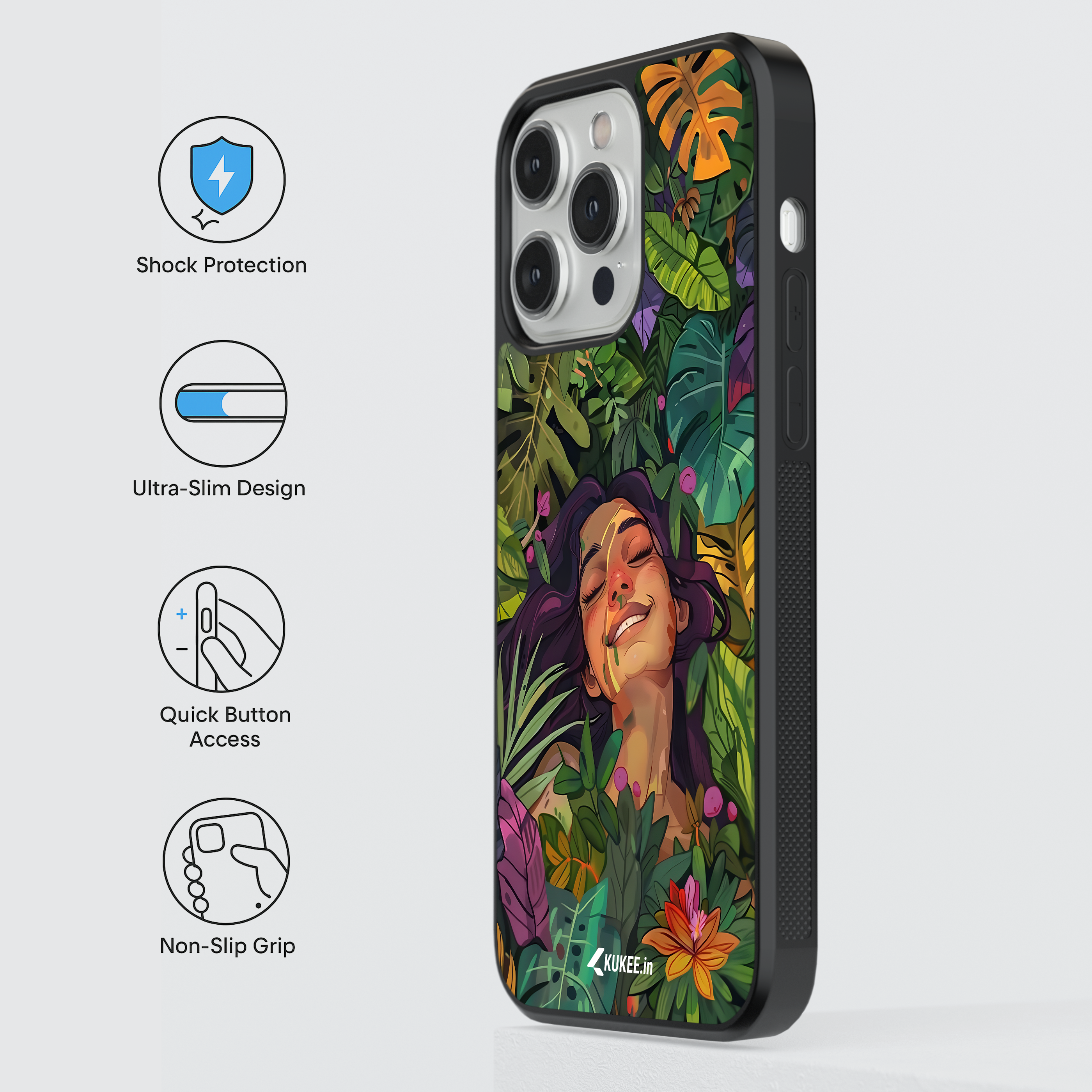 Woman in Tropical Jungle Mobile Case - Lush Botanical Art