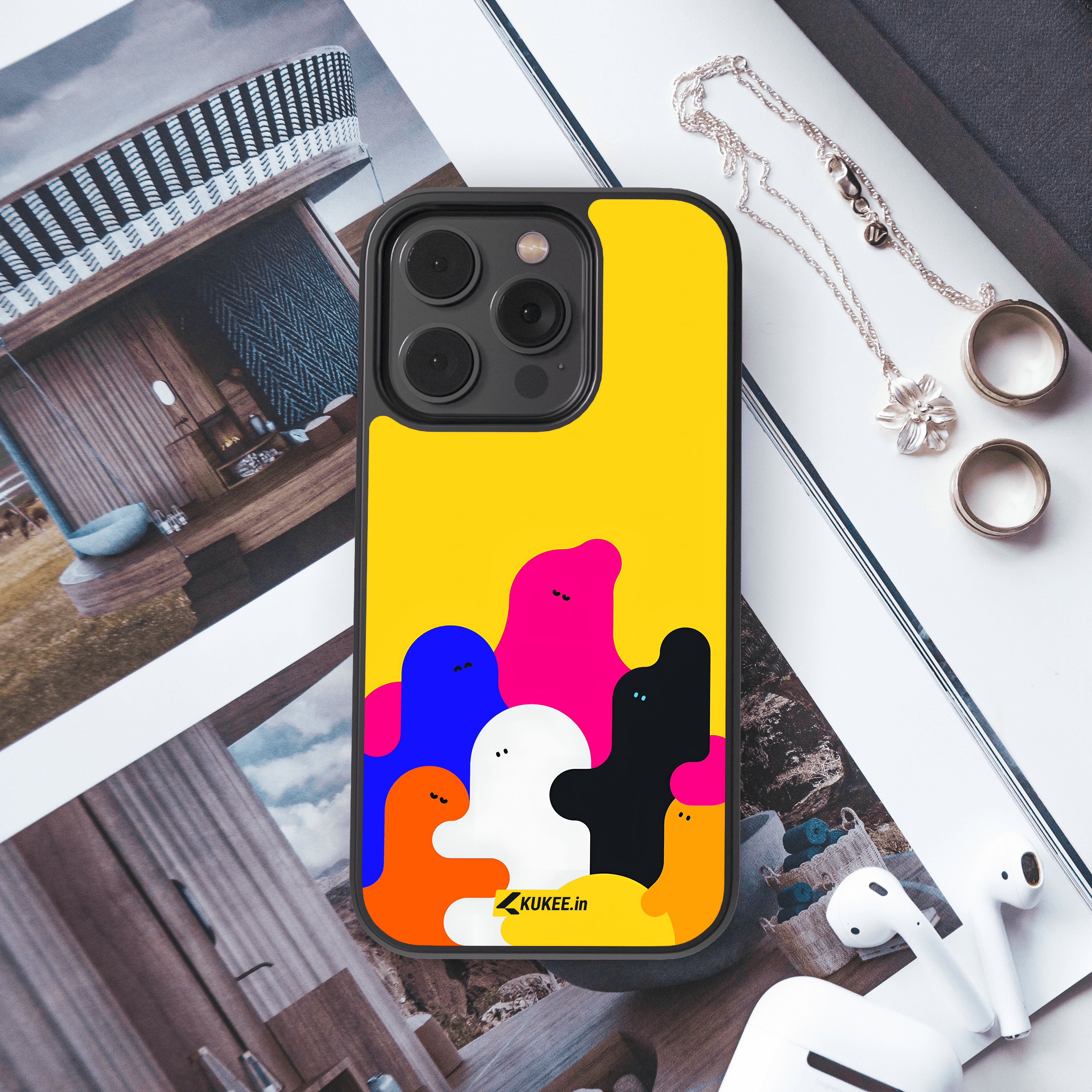 Bright Abstract People Mobile Cover - Funky Geometric Design