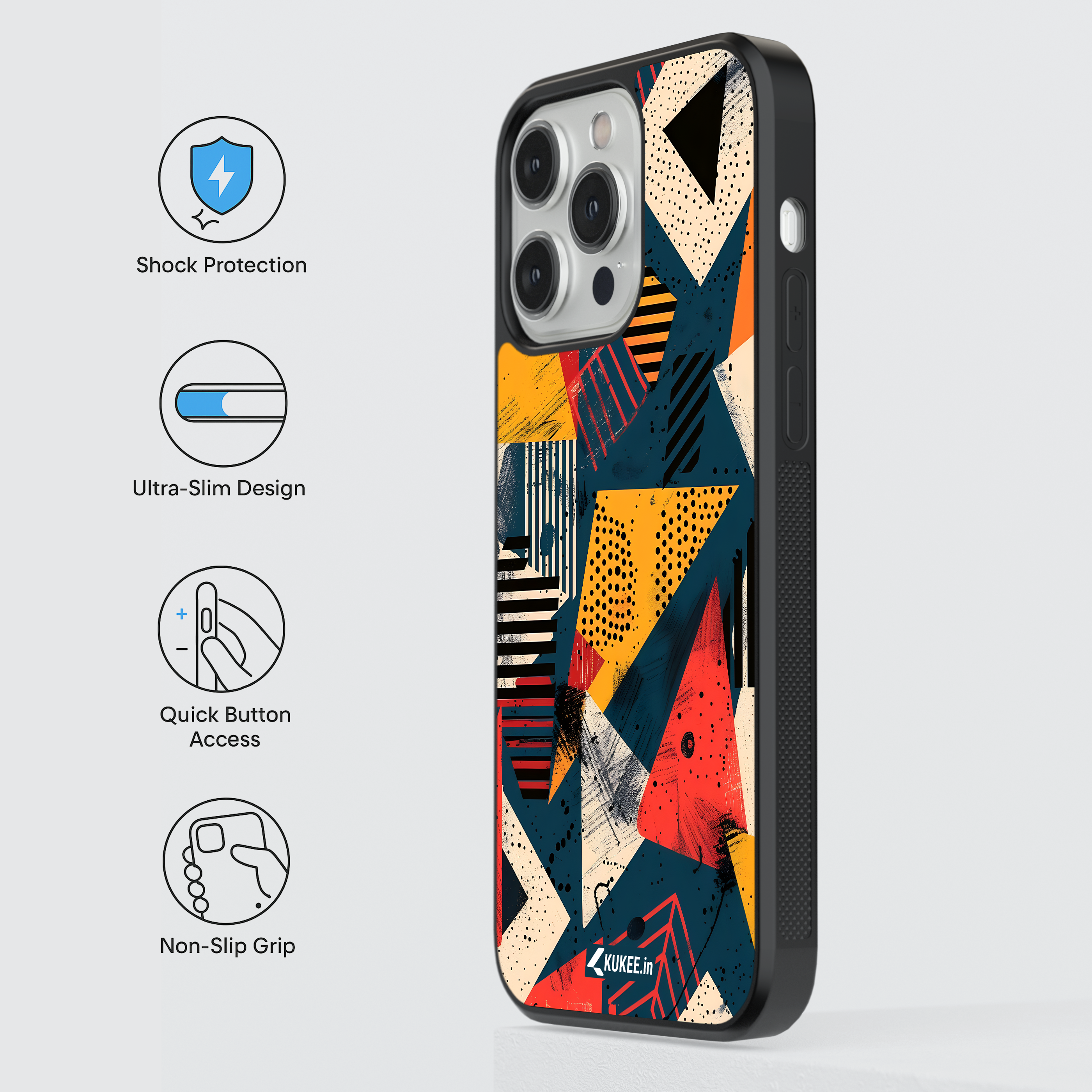 Bold Geometric Design Mobile Cover with Textured Elements