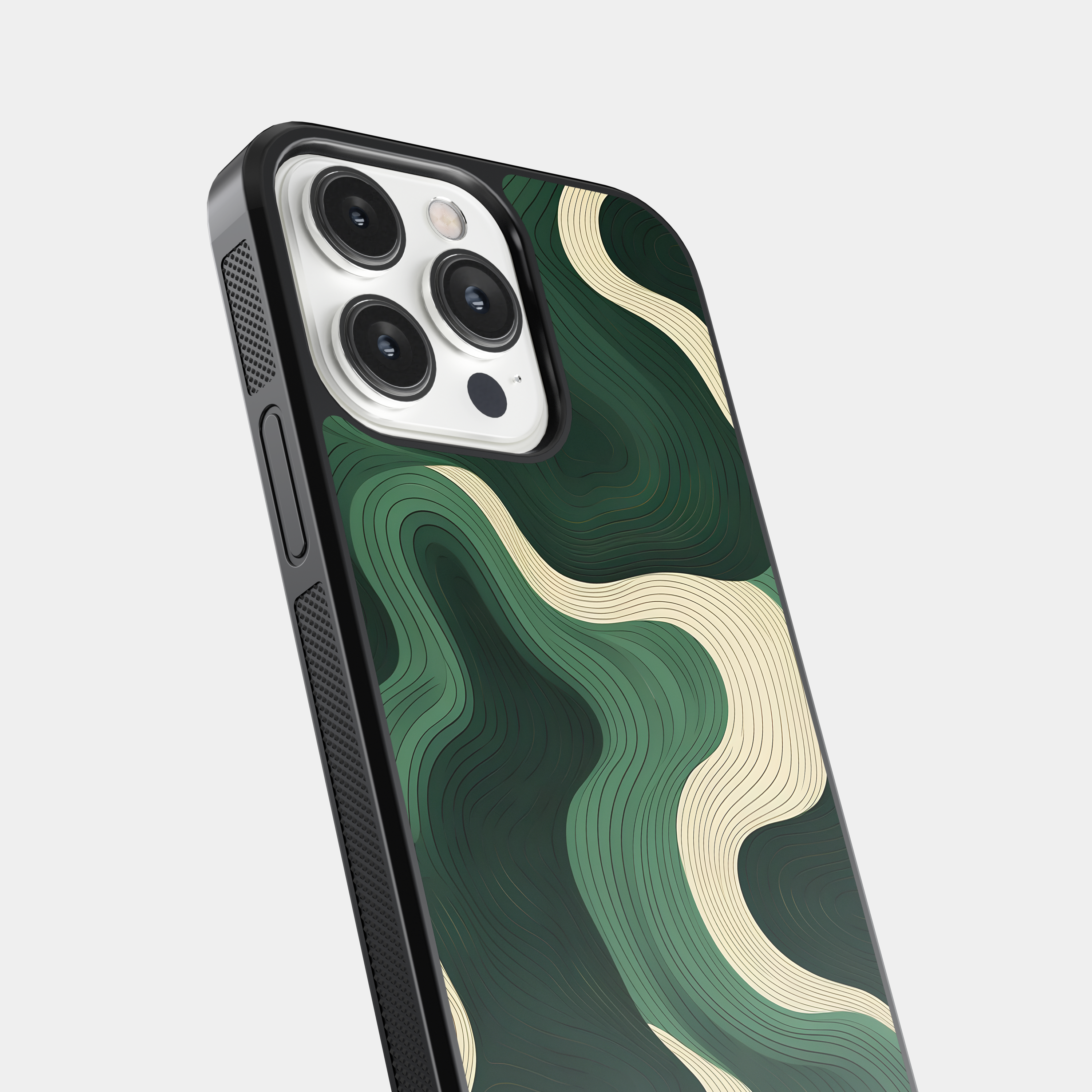 Flowing Green and Cream Abstract Mobile Case - Modern Swirls