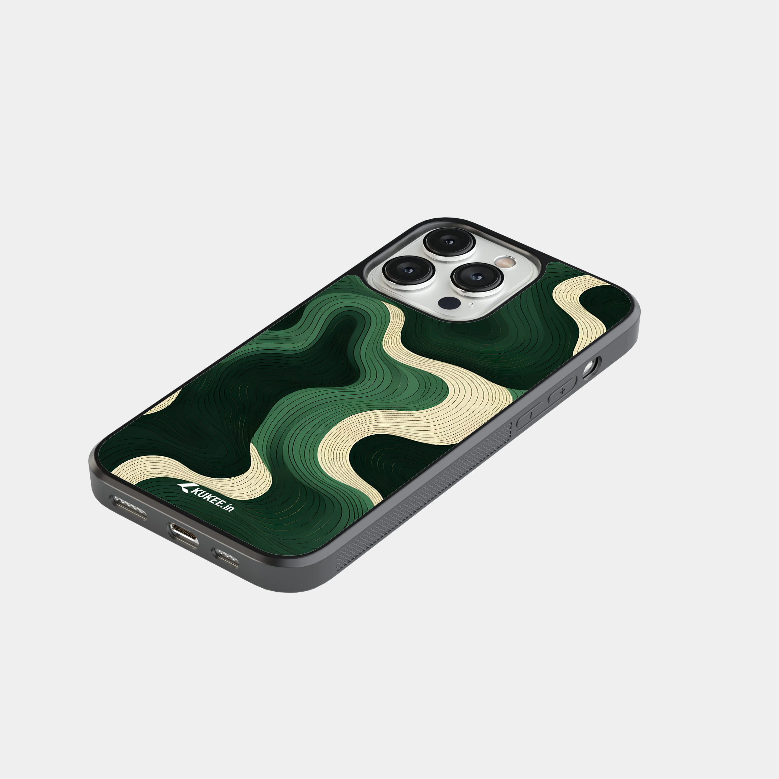 Flowing Green and Cream Abstract Mobile Case - Modern Swirls