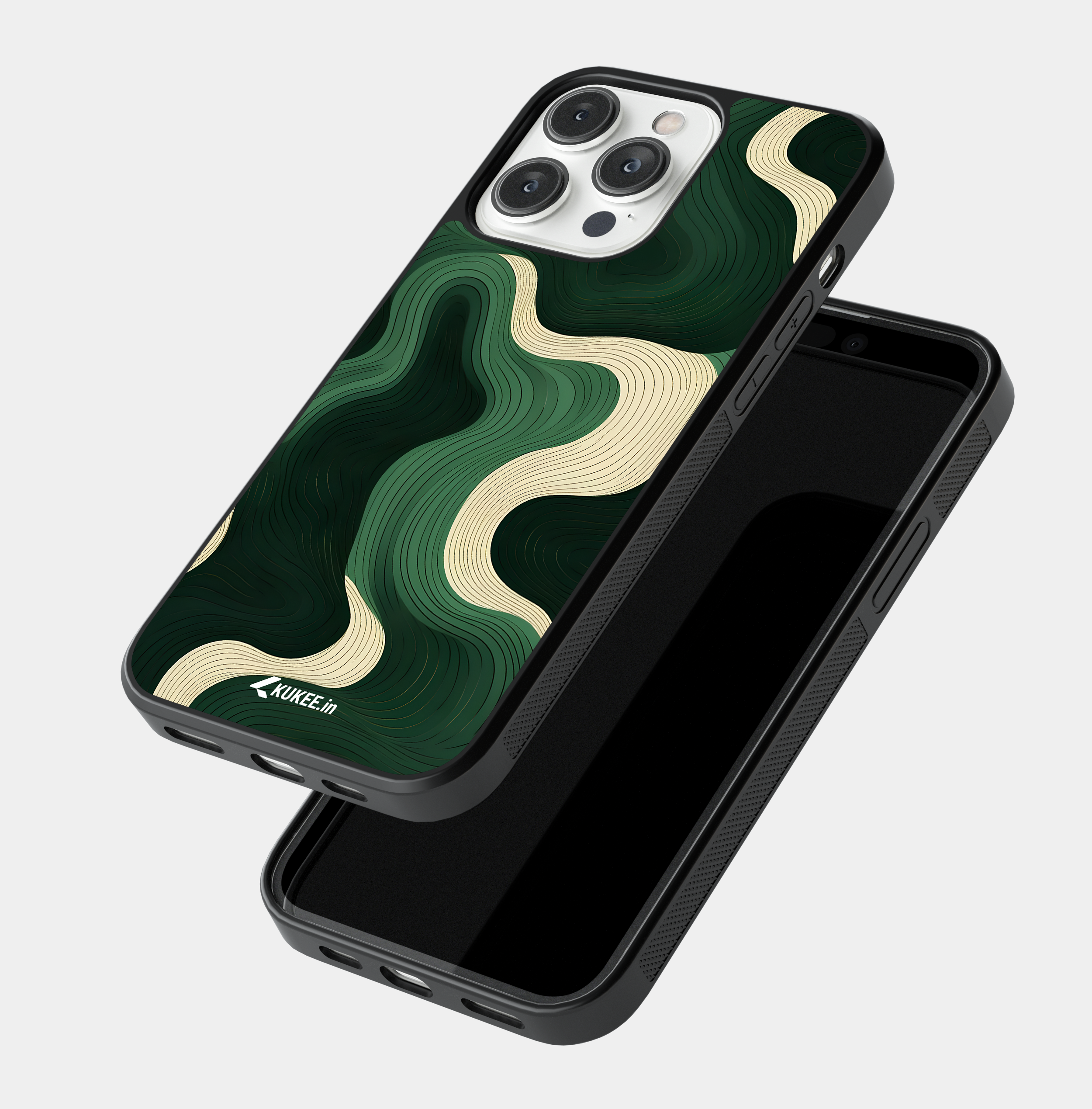 Flowing Green and Cream Abstract Mobile Case - Modern Swirls