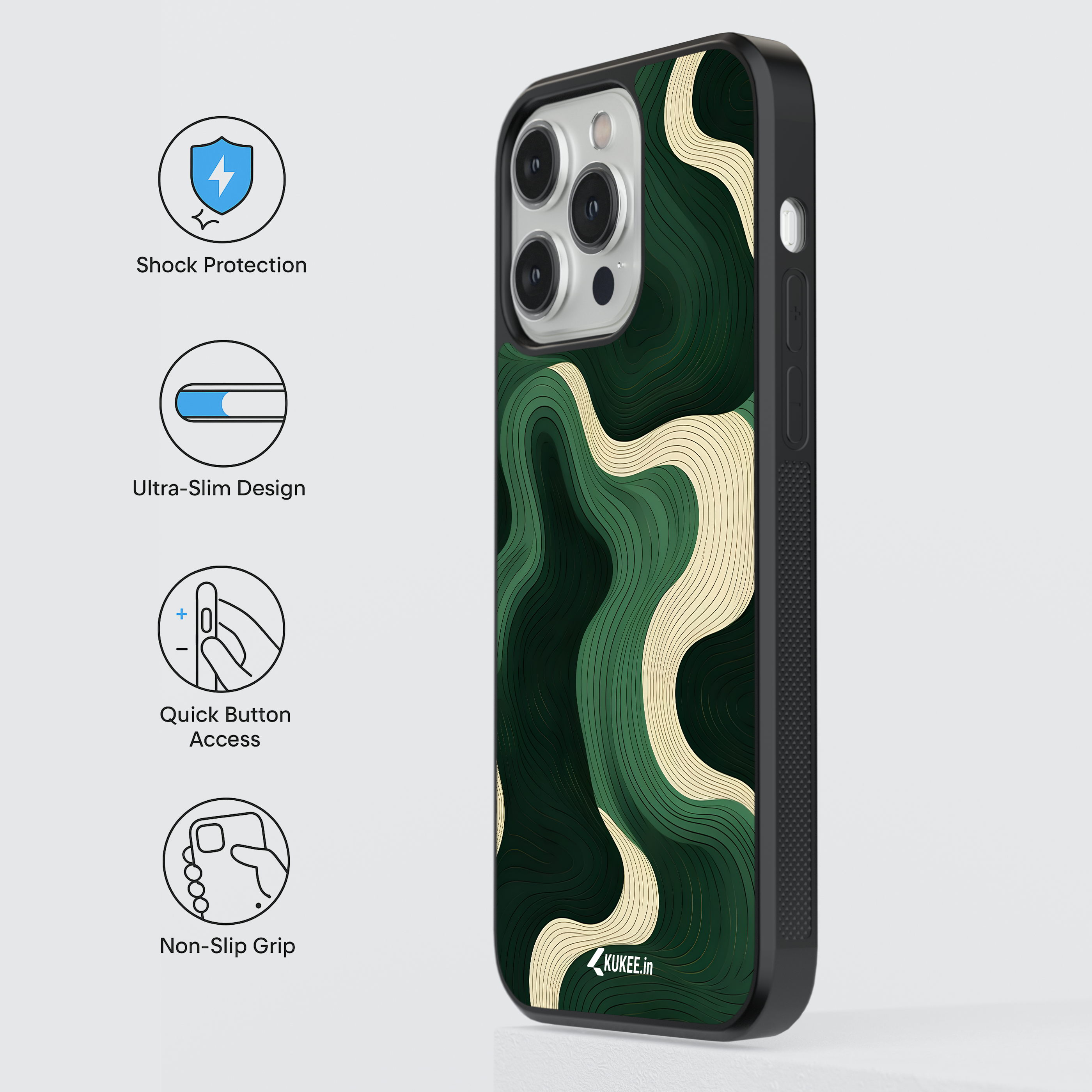 Flowing Green and Cream Abstract Mobile Case - Modern Swirls