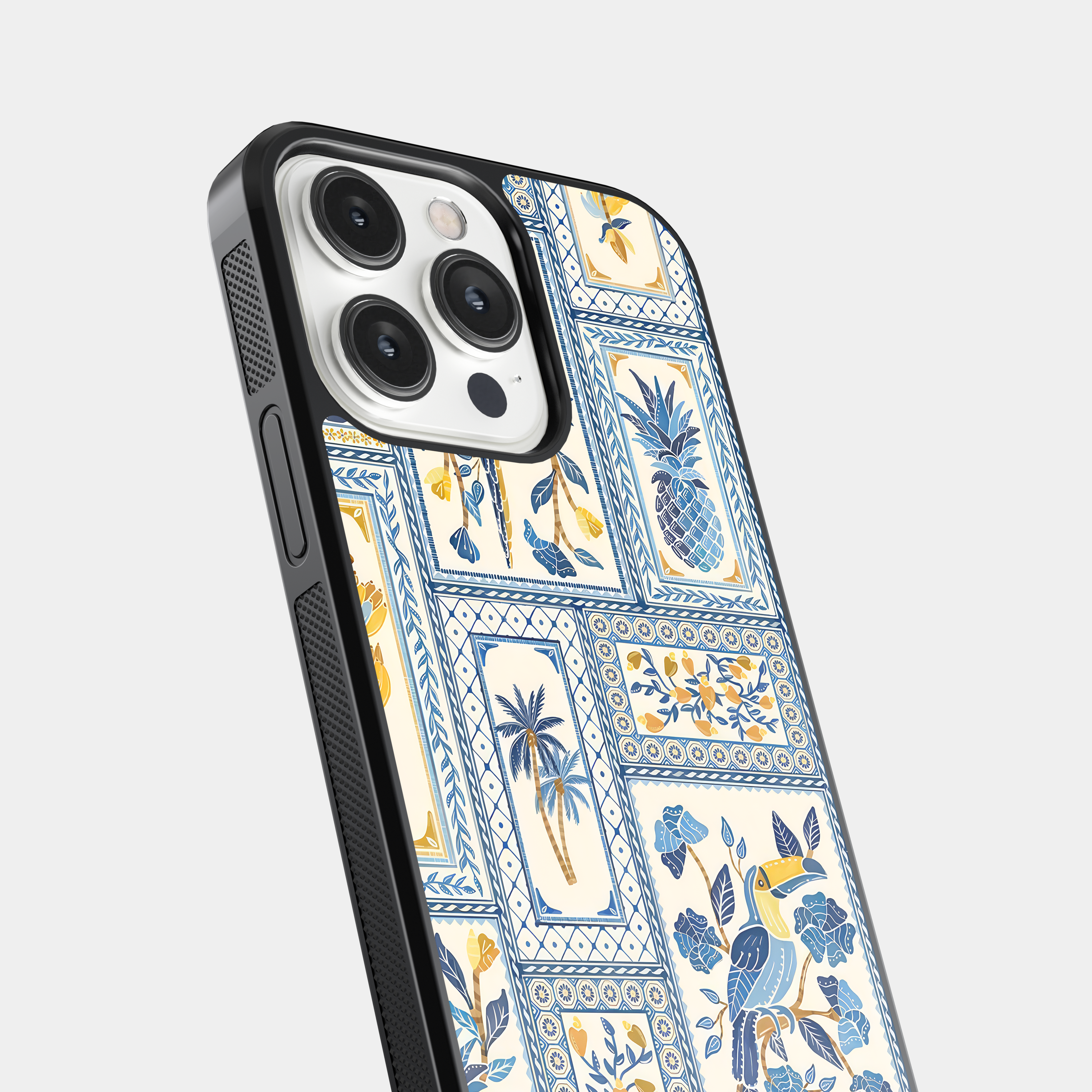 Elegant Botanical Tile Mobile Cover - Vintage Style Pattern