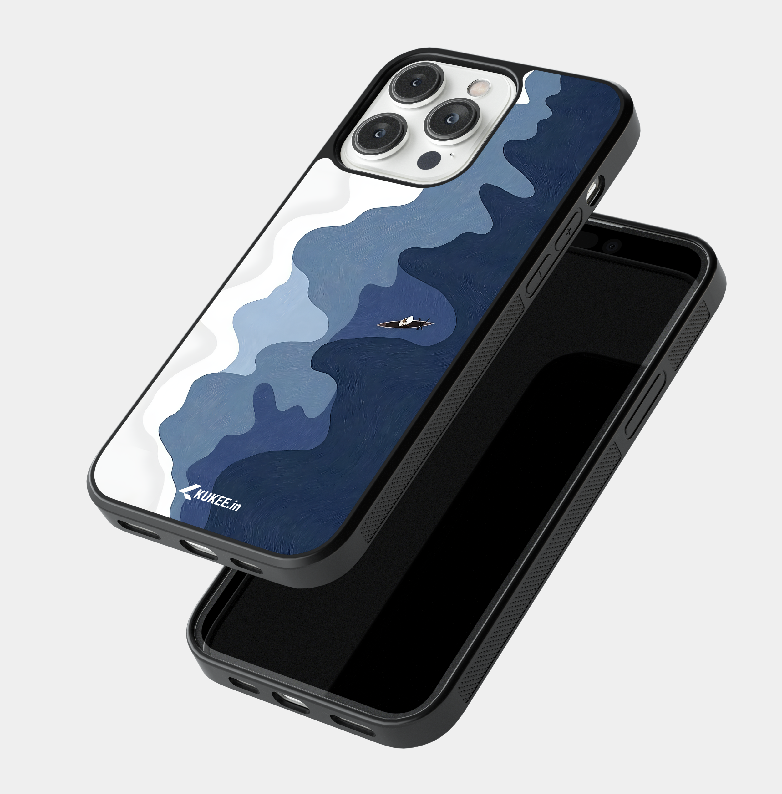 Serene Water Landscape Mobile Cover - Simple Boat Design
