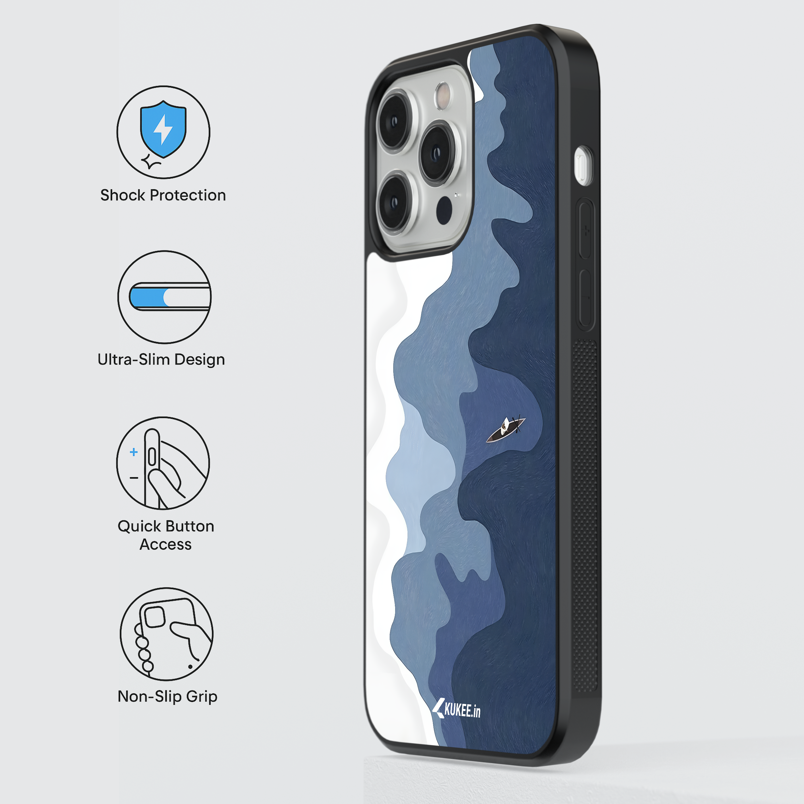 Serene Water Landscape Mobile Cover - Simple Boat Design