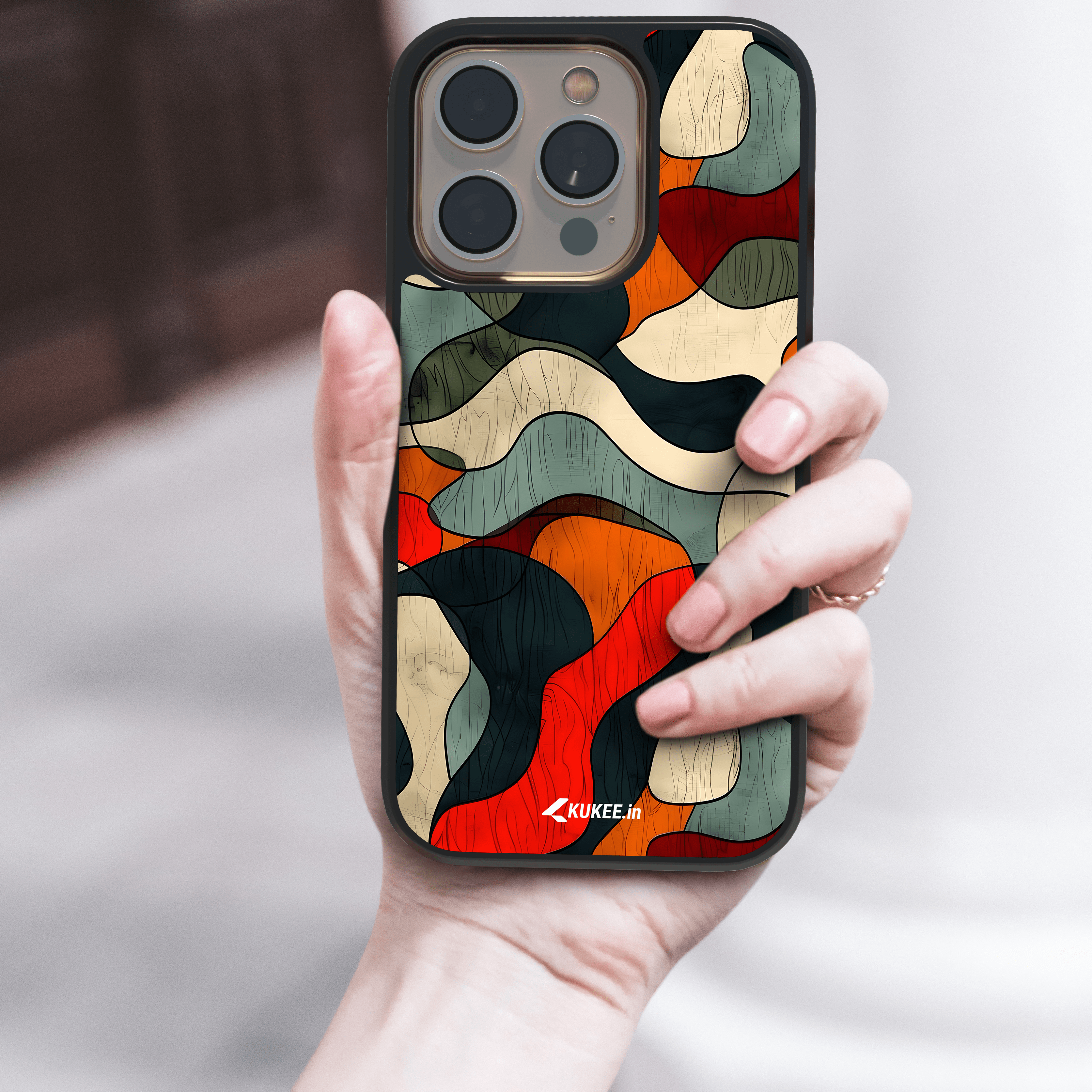 Modern Fluid Art Mobile Cover - Colorful Organic Shapes