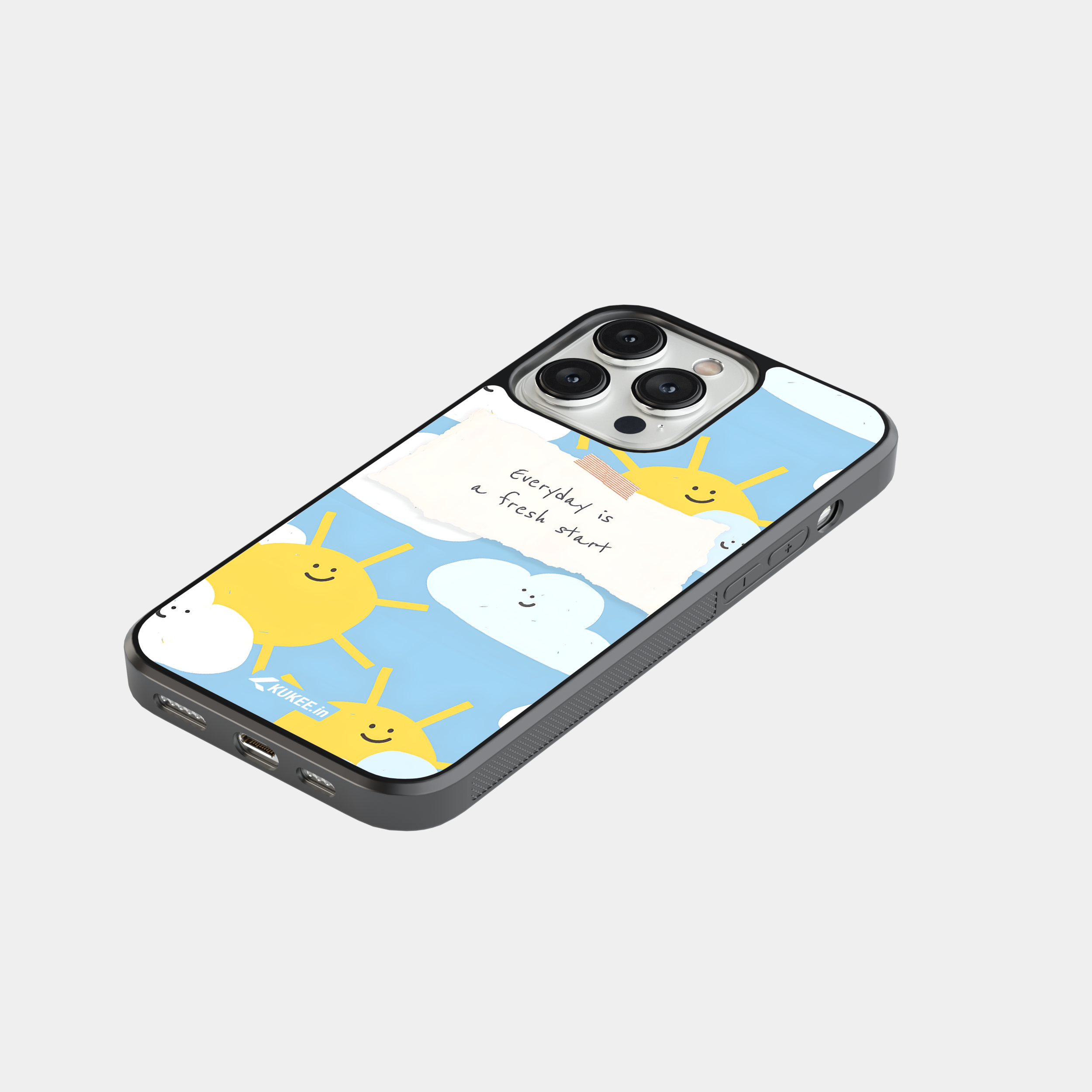 Everyday is a fresh start - Happy Sun and Clouds Positive Quote