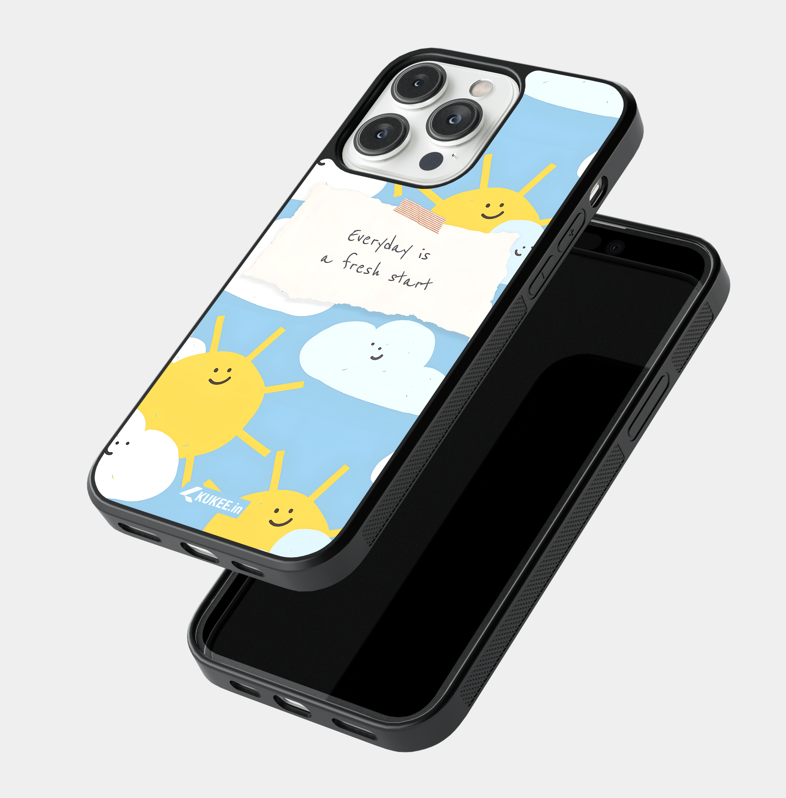 Everyday is a fresh start - Happy Sun and Clouds Positive Quote