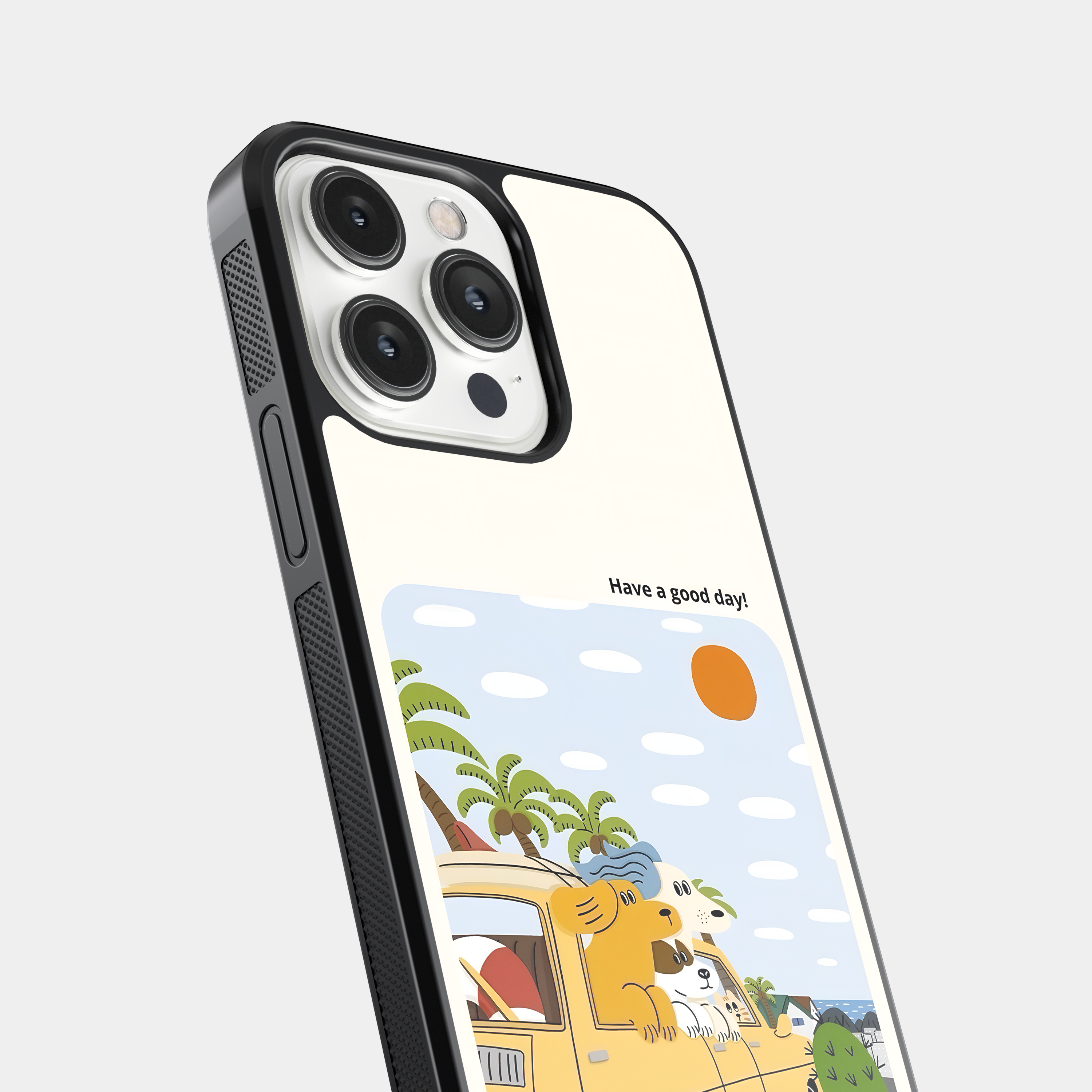 Have a good day!" Cartoon Mobile Cover - Beach Vacation with Dogs