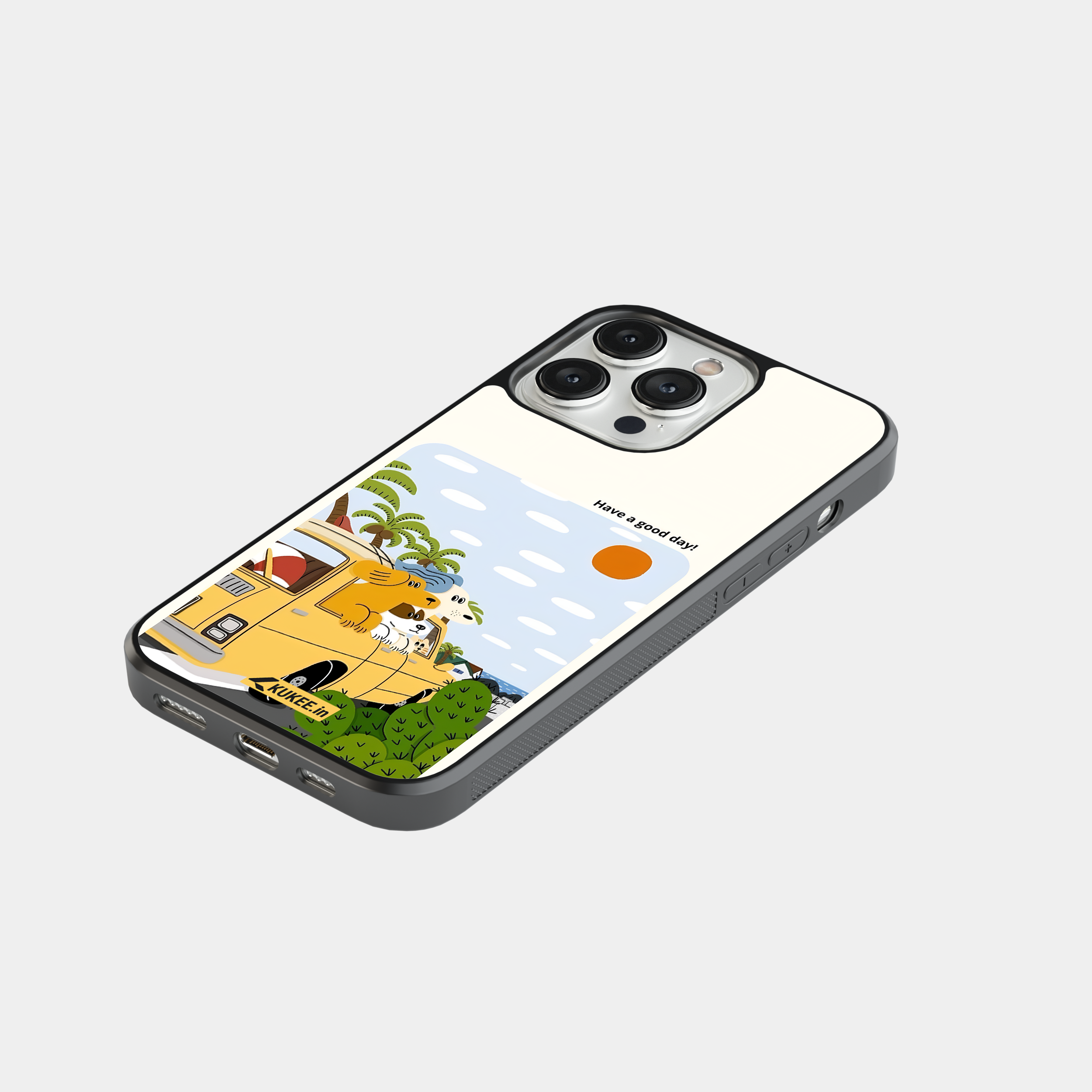 Have a good day!" Cartoon Mobile Cover - Beach Vacation with Dogs
