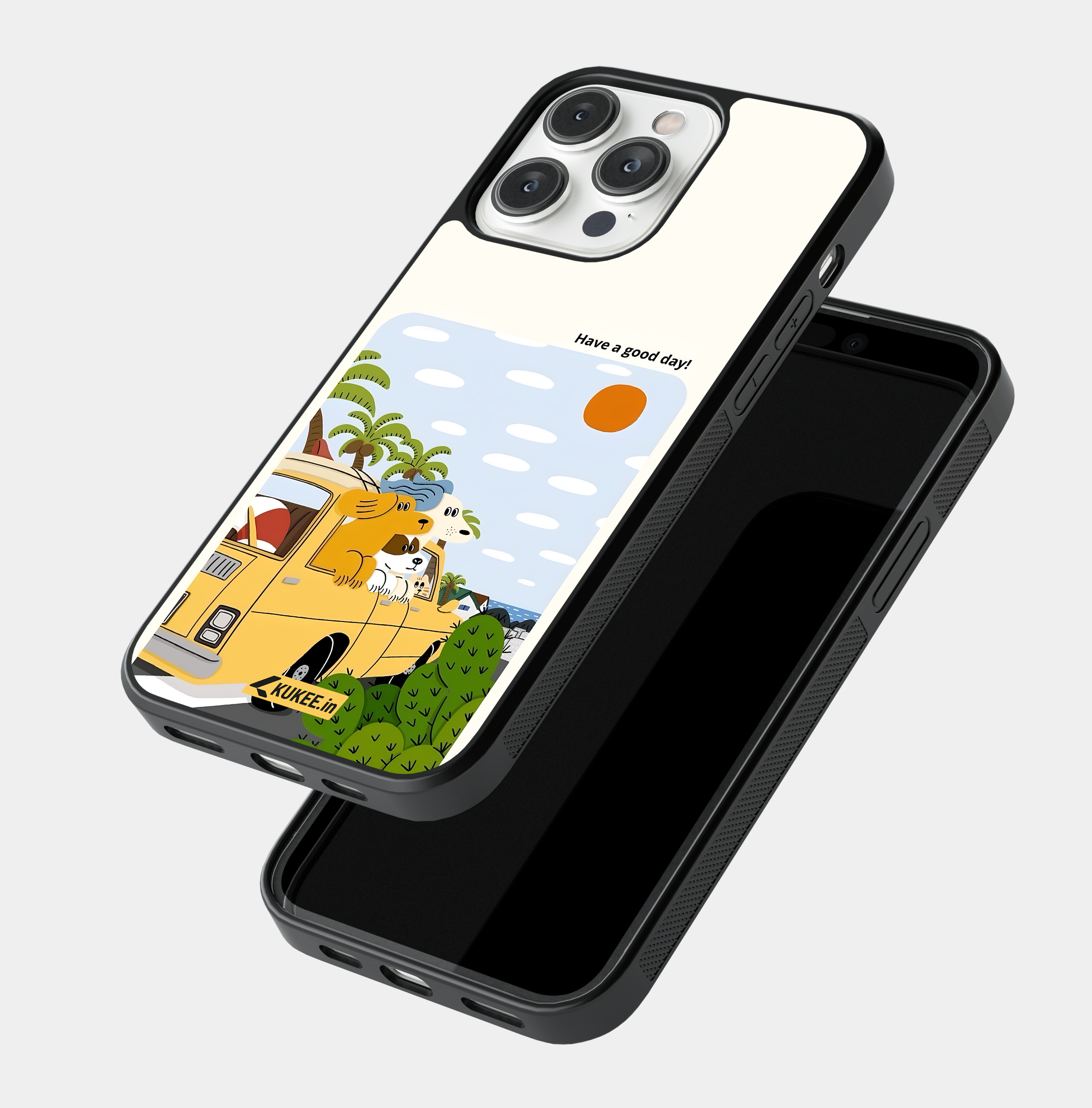 Have a good day!" Cartoon Mobile Cover - Beach Vacation with Dogs