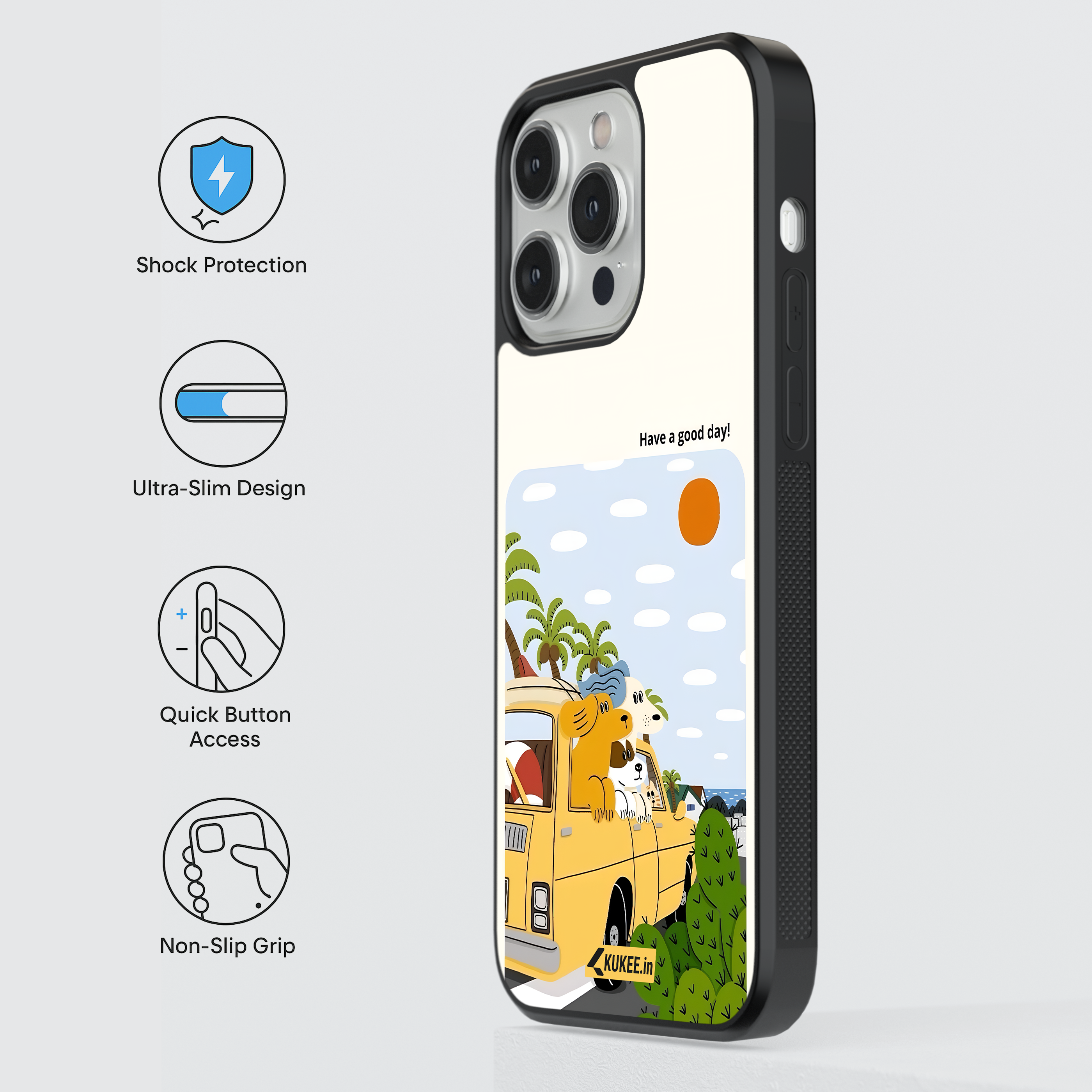 Have a good day!" Cartoon Mobile Cover - Beach Vacation with Dogs