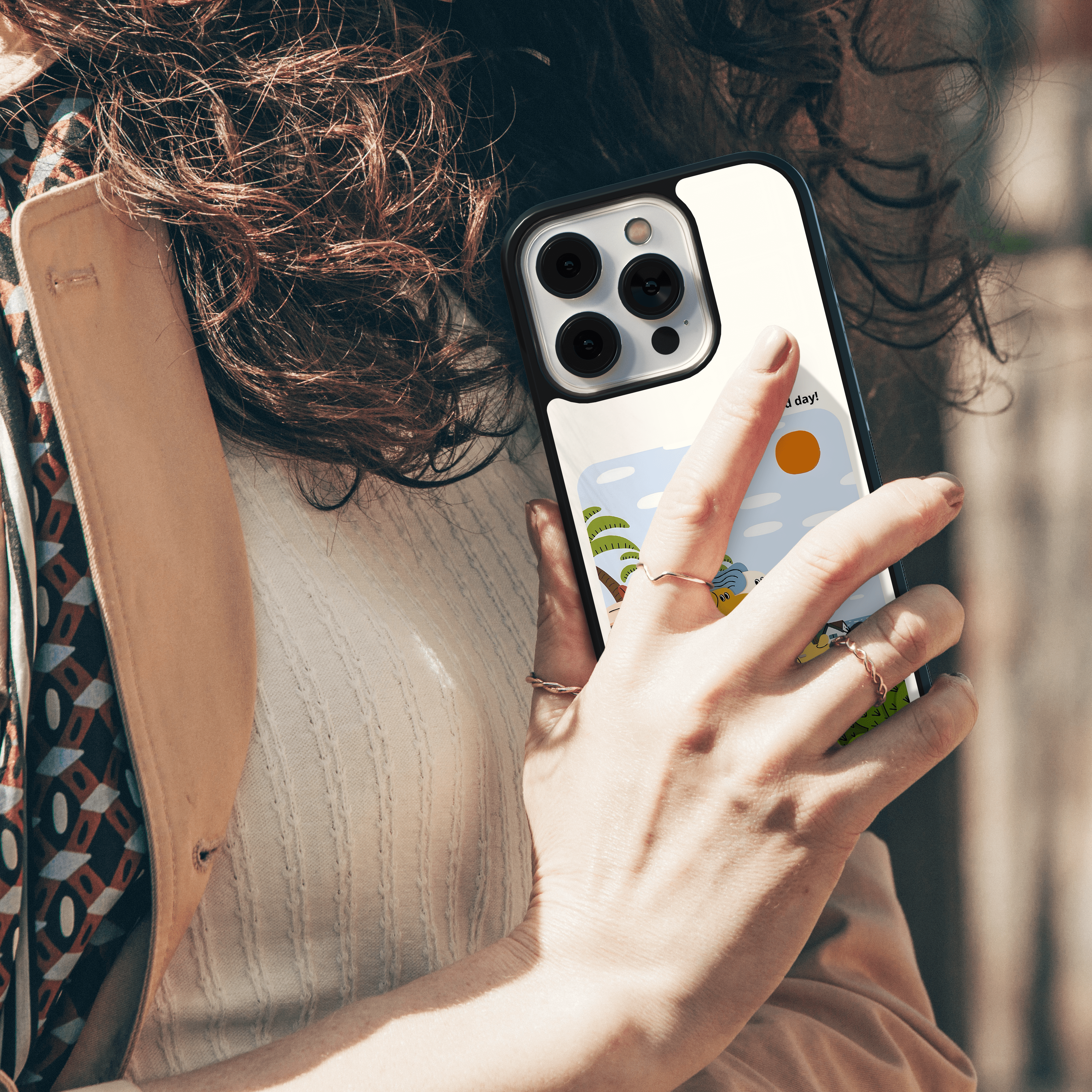 Have a good day!" Cartoon Mobile Cover - Beach Vacation with Dogs