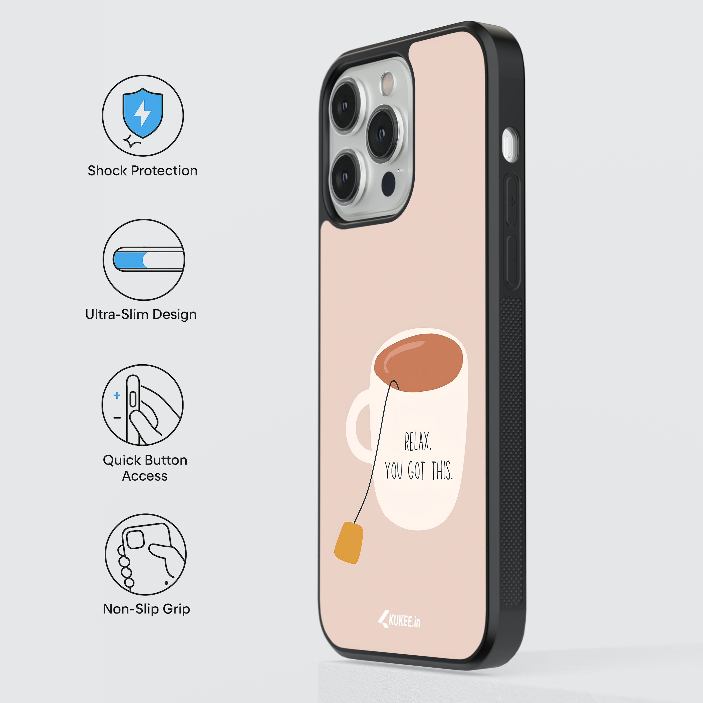 Relax You Got This - Positive Quote Mobile Cover with Cozy Teacup Design