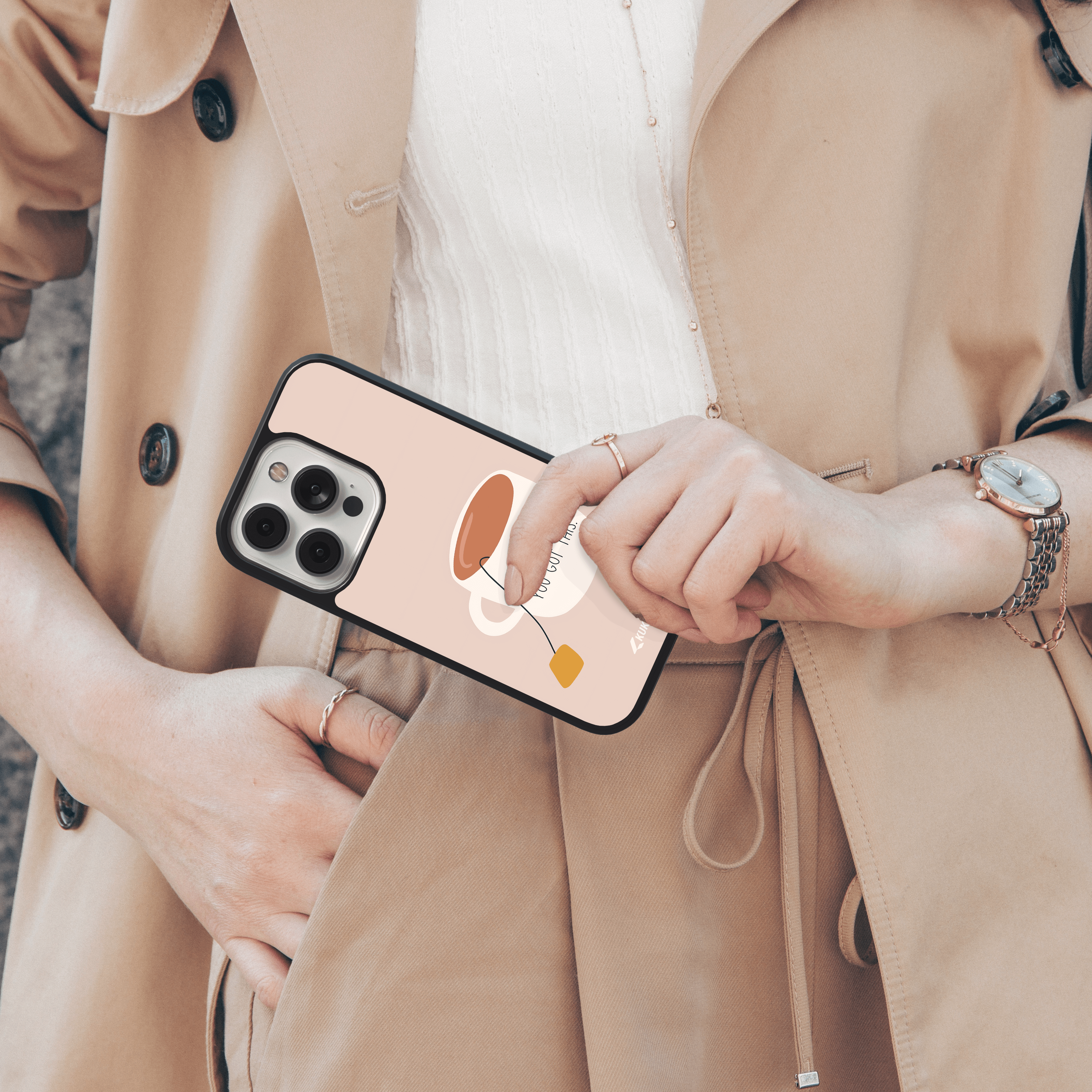 Relax You Got This - Positive Quote Mobile Cover with Cozy Teacup Design