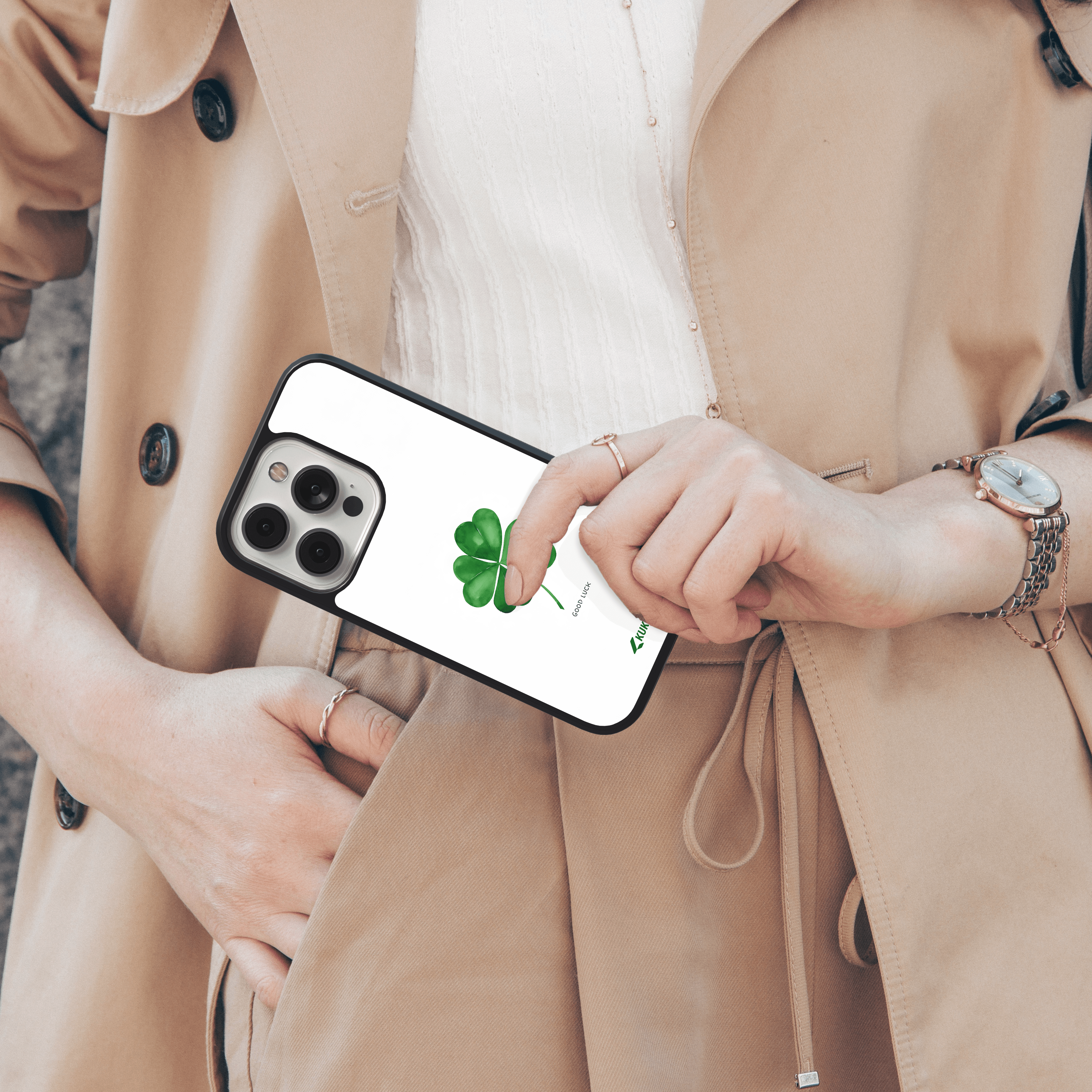 Four Leaf Clover Good Luck Mobile Case - Watercolor Design