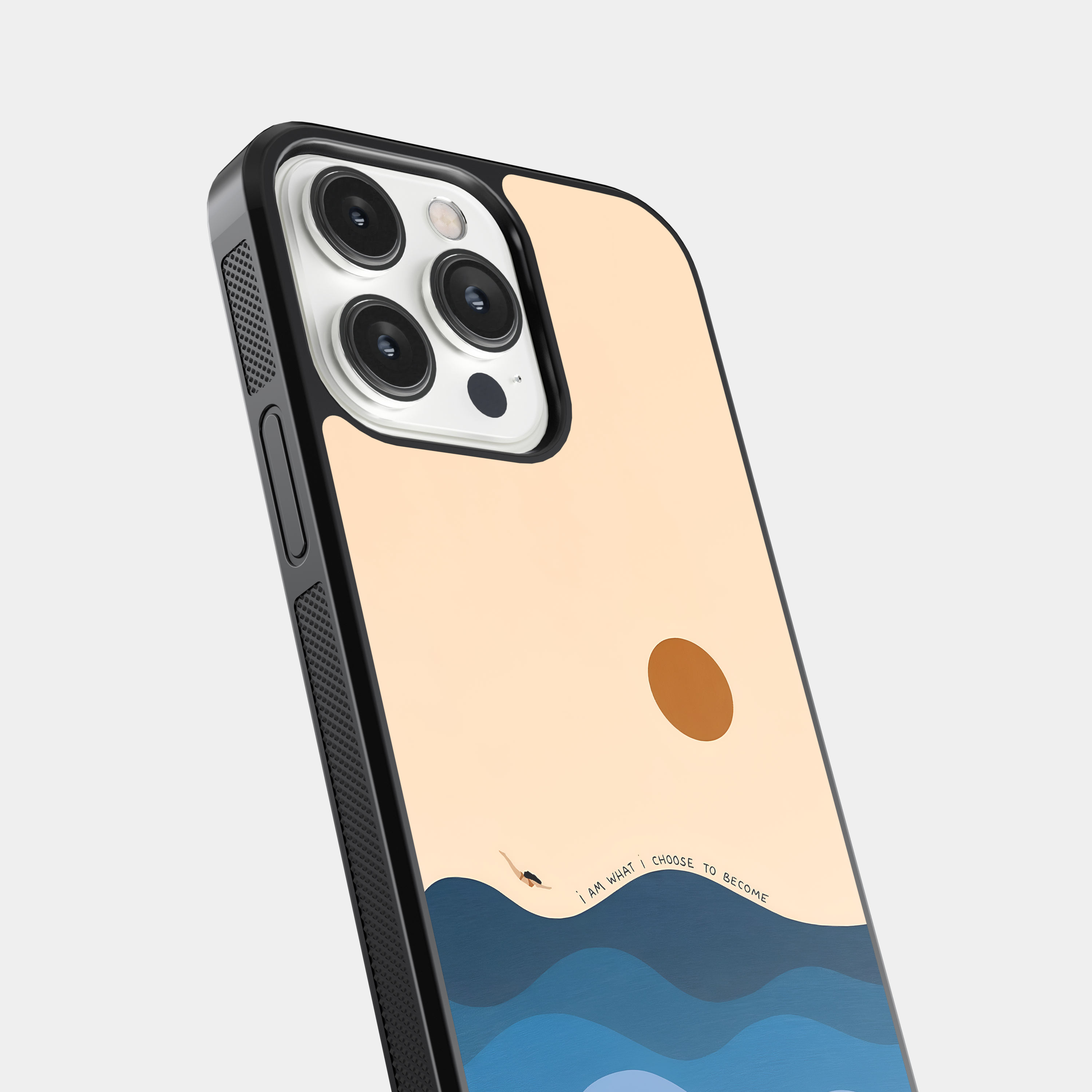 I am what I Choose to Become - Empowering Quote Mobile Cover with Abstract Sun and Sea