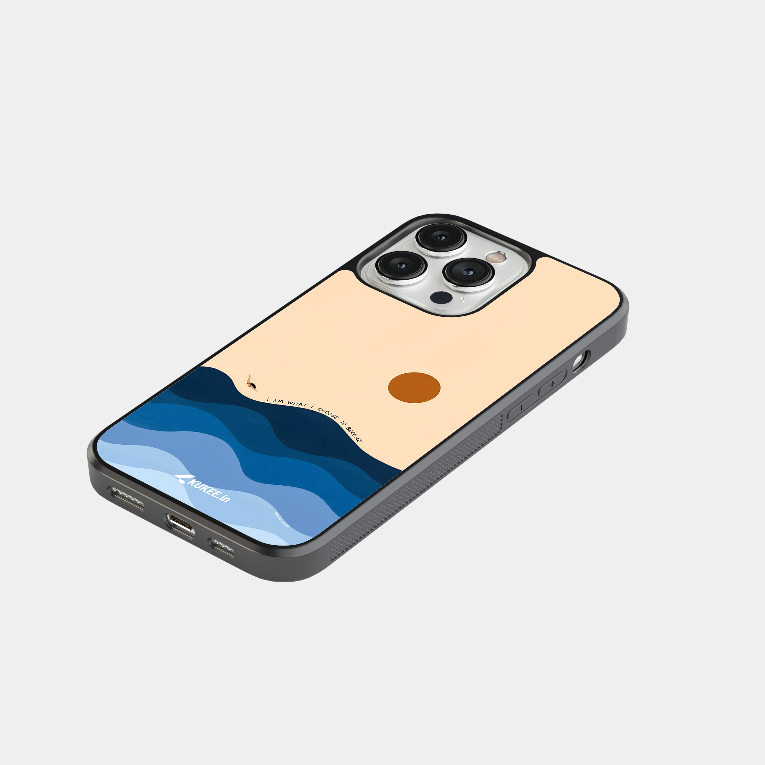 I am what I Choose to Become - Empowering Quote Mobile Cover with Abstract Sun and Sea