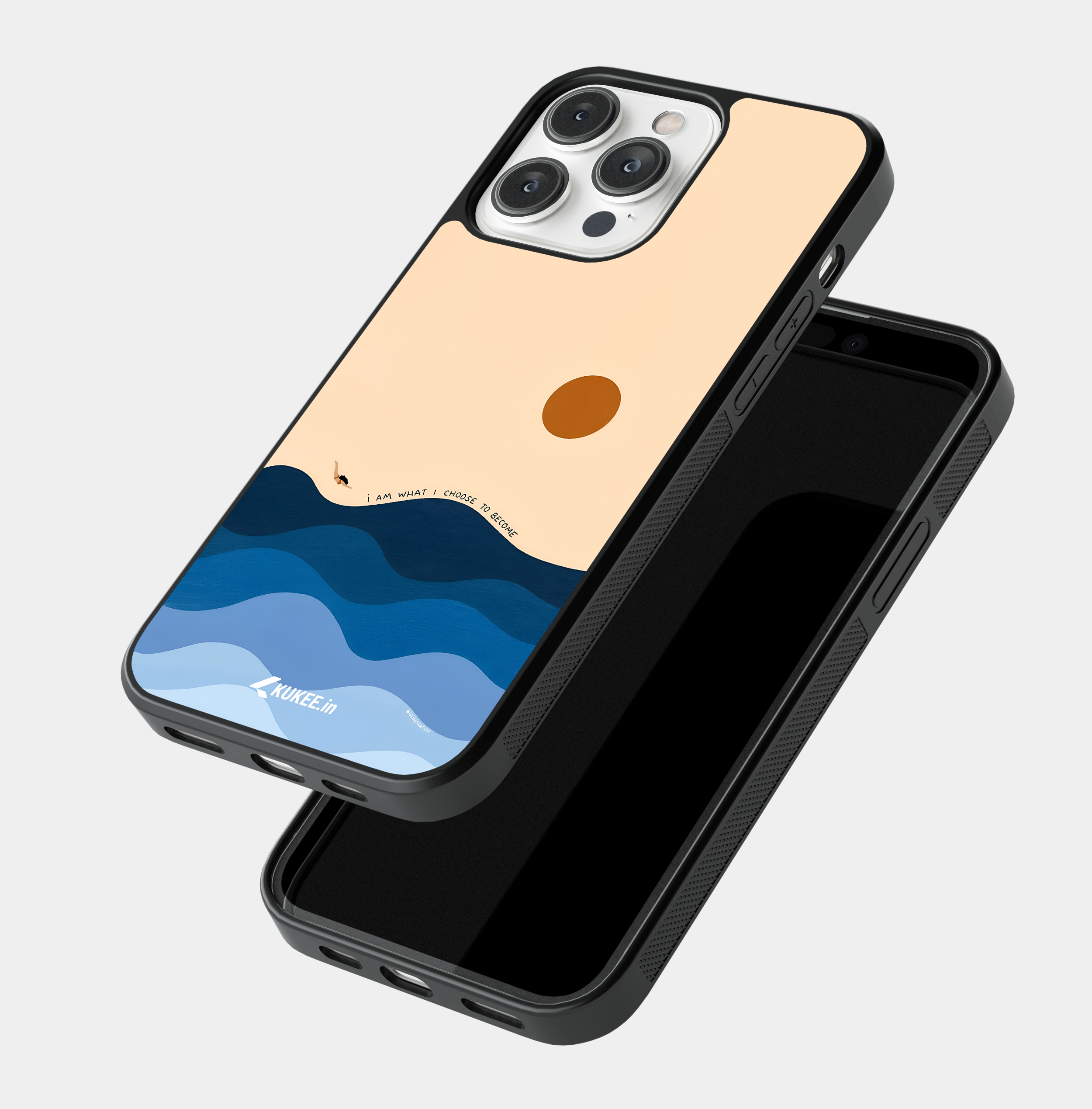 I am what I Choose to Become - Empowering Quote Mobile Cover with Abstract Sun and Sea