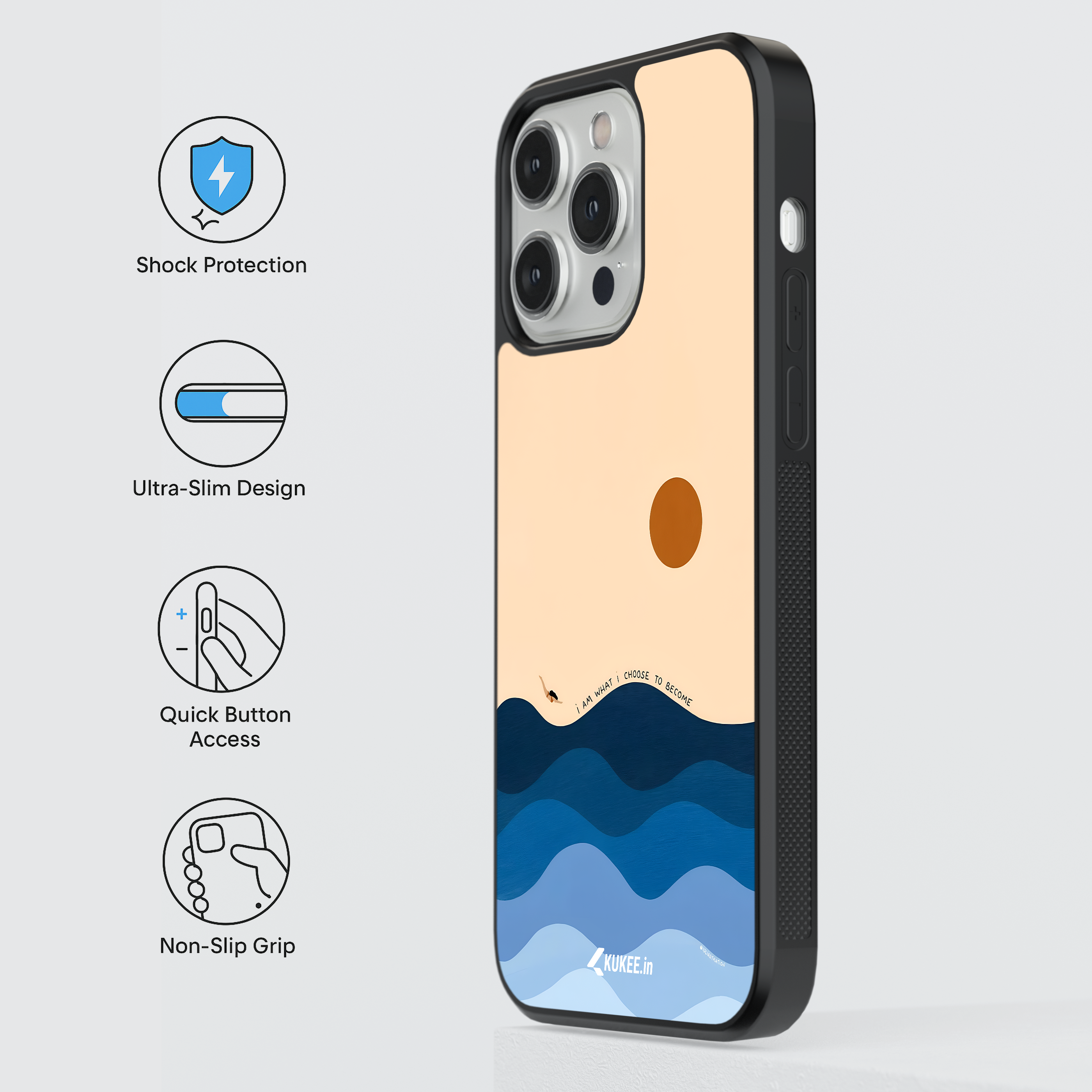 I am what I Choose to Become - Empowering Quote Mobile Cover with Abstract Sun and Sea