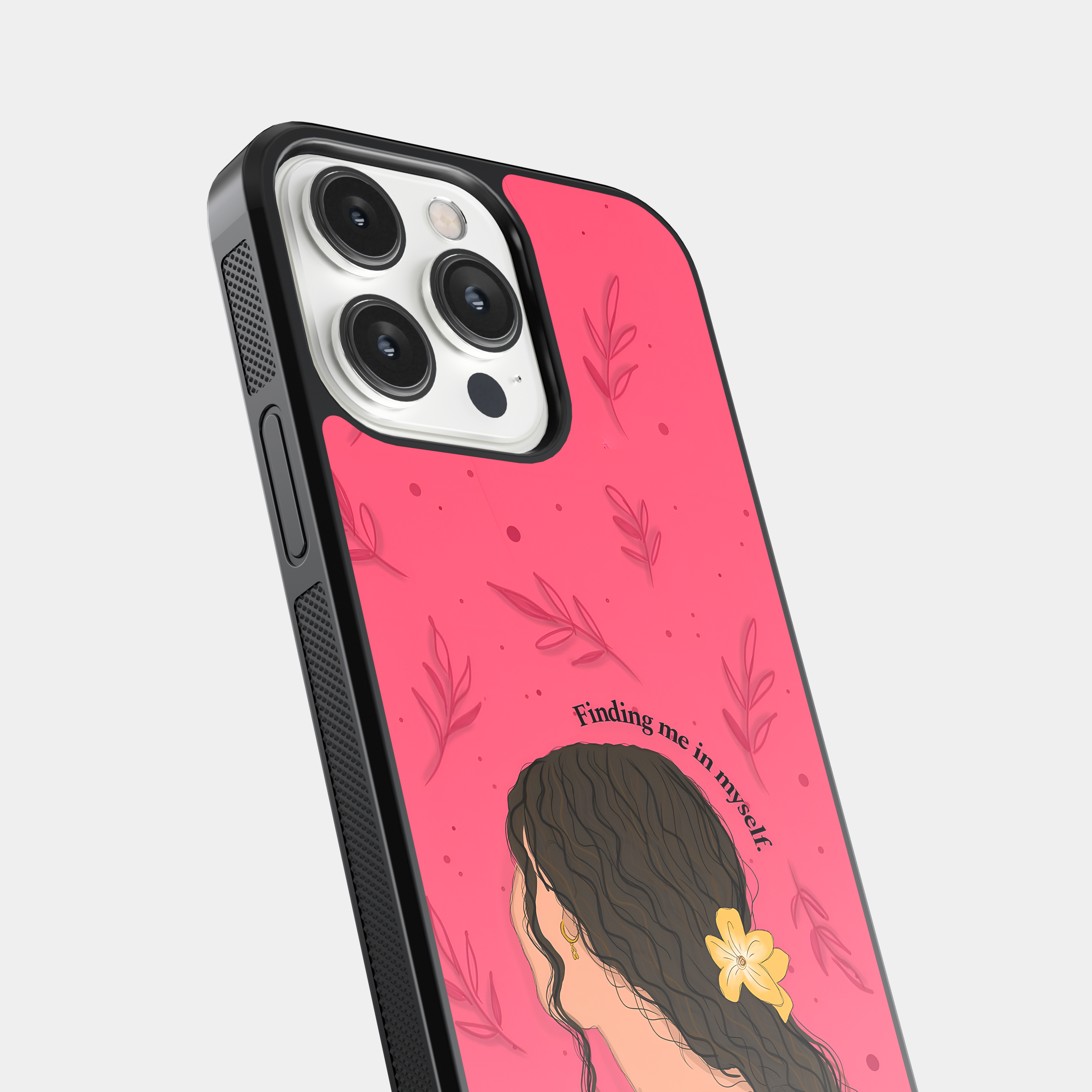 Finding me in myself - Self-Discovery Quote Mobile Cover with Stylish Woman and Flower