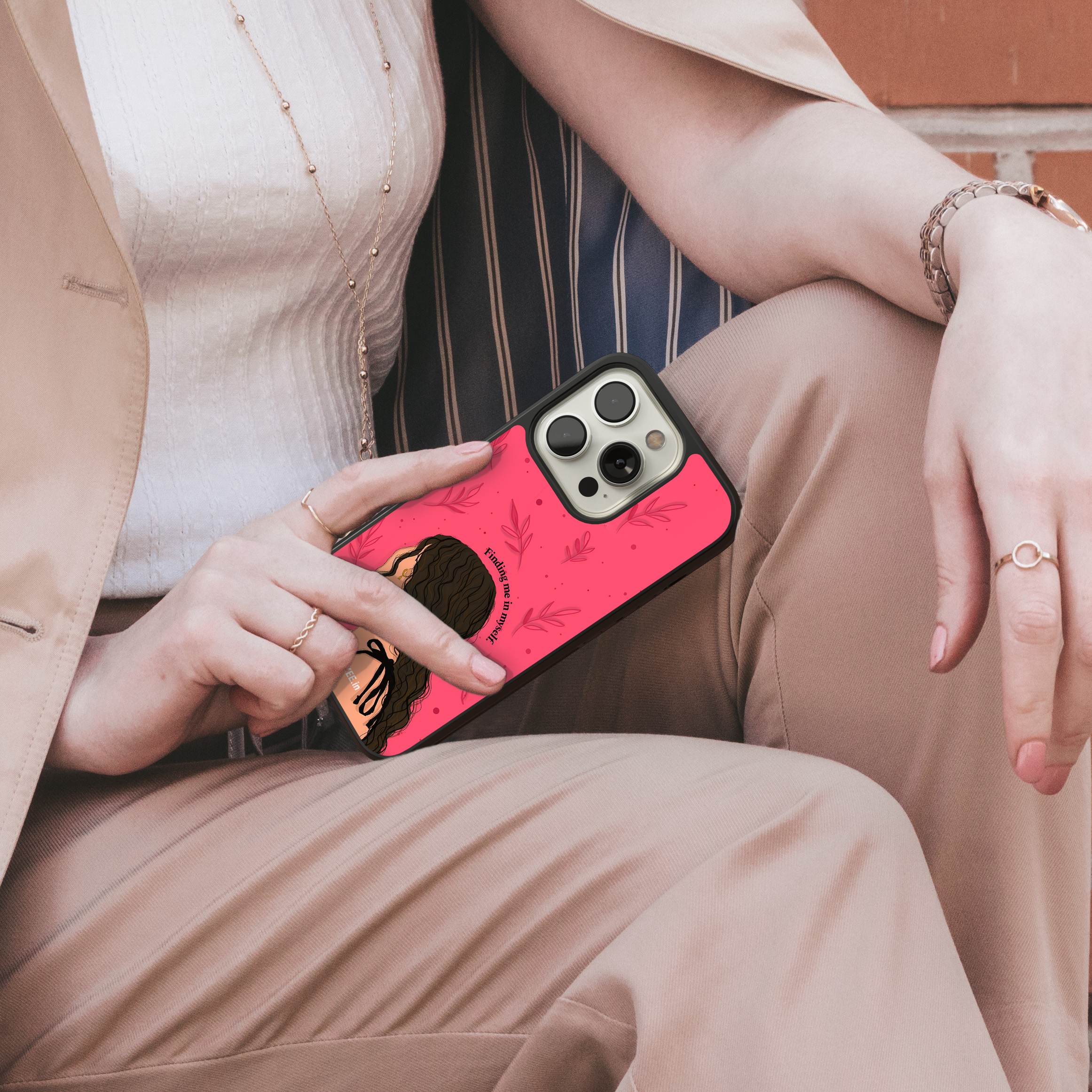 Finding me in myself - Self-Discovery Quote Mobile Cover with Stylish Woman and Flower