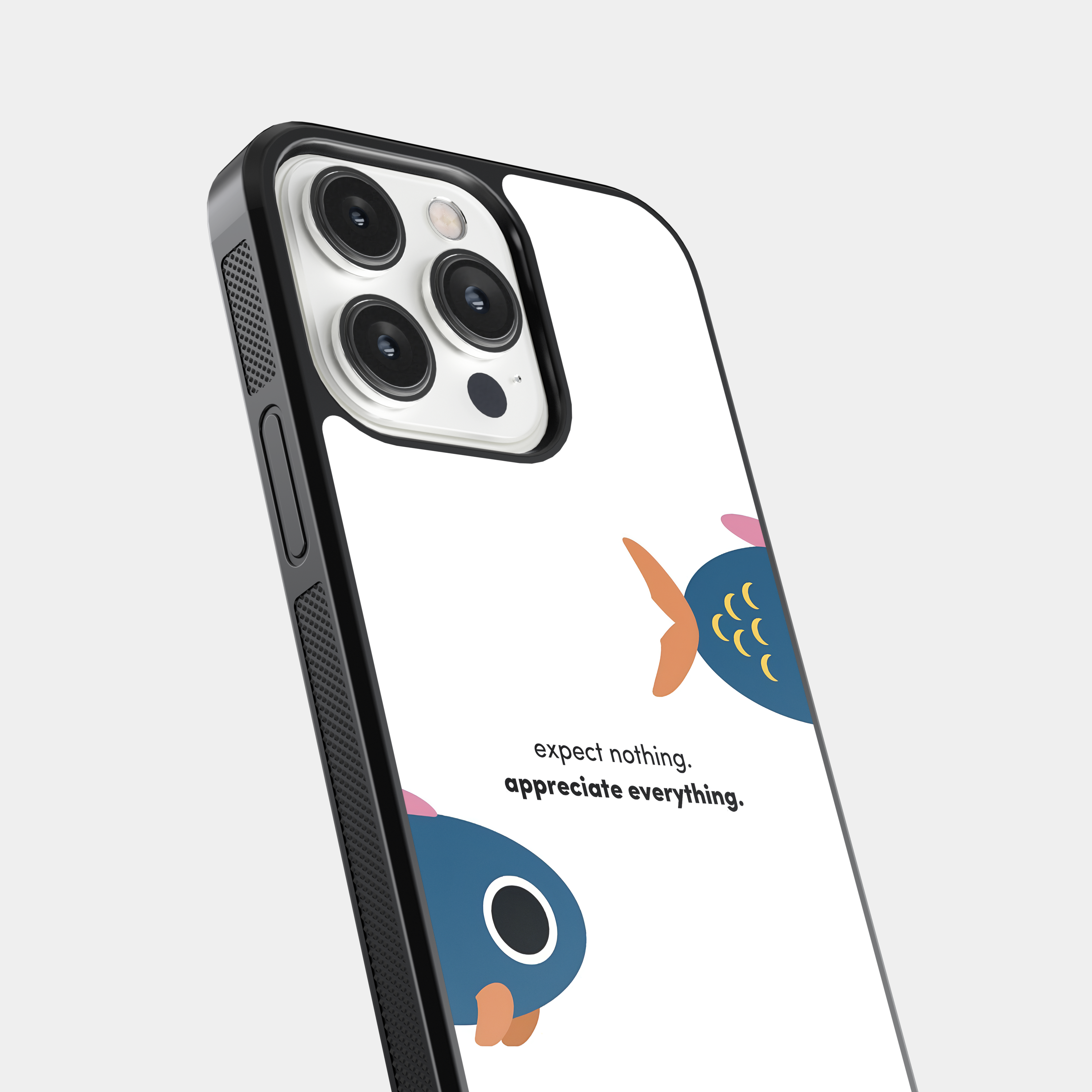 Expect nothing. appreciate everything - Cute Cartoon Fish and Saying