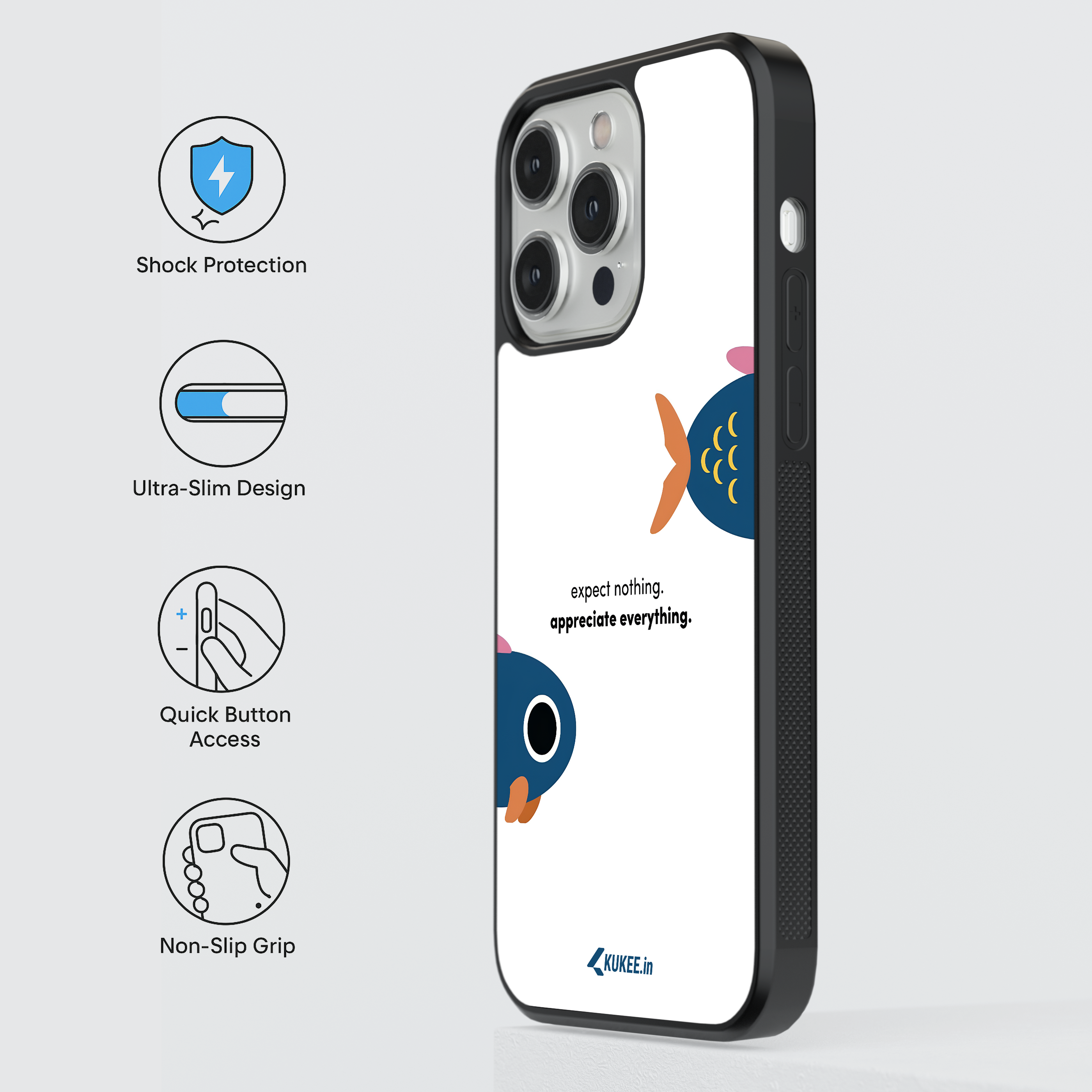 Expect nothing. appreciate everything - Cute Cartoon Fish and Saying