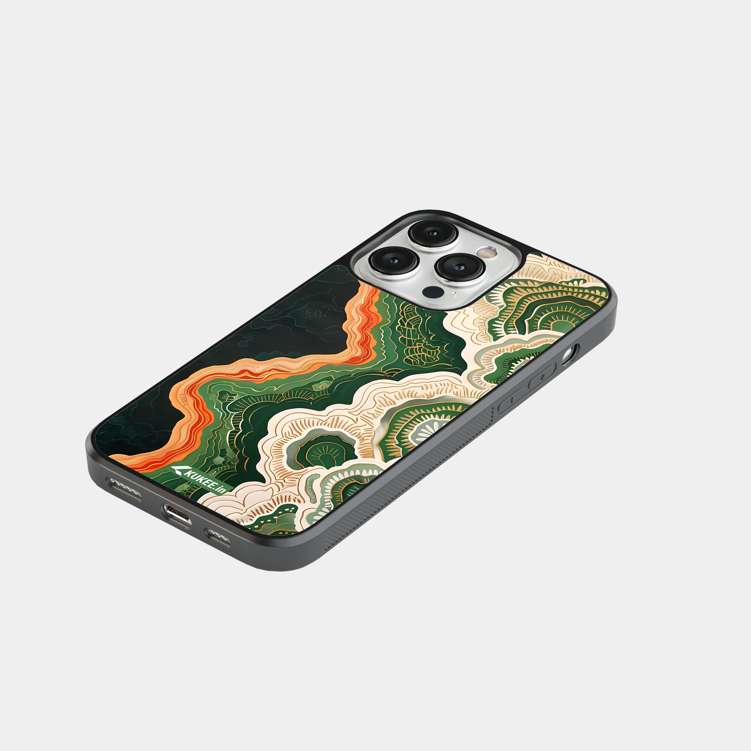 Layered Abstract Mobile Case - Green, Gold, Orange, and Cream