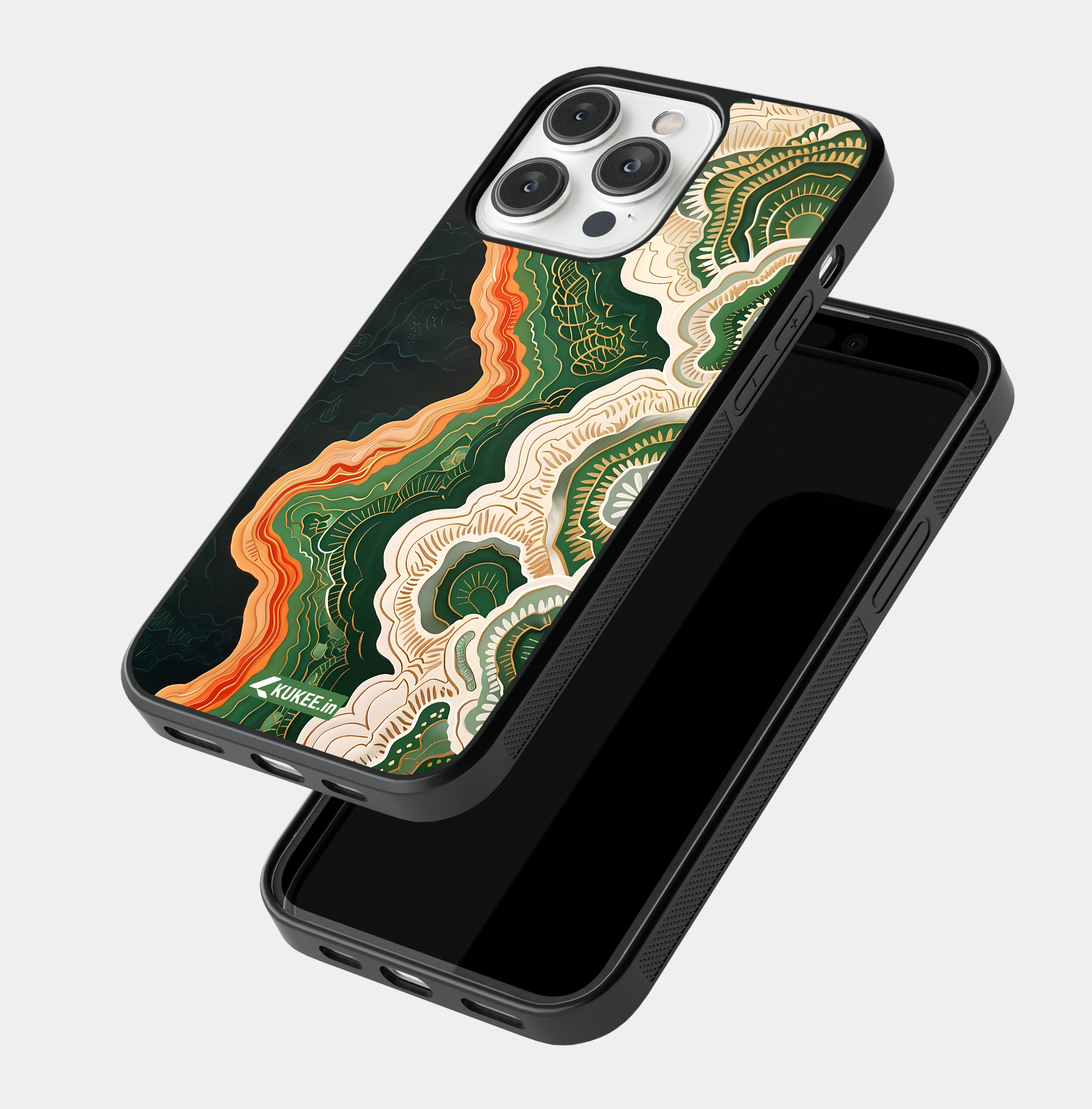 Layered Abstract Mobile Case - Green, Gold, Orange, and Cream