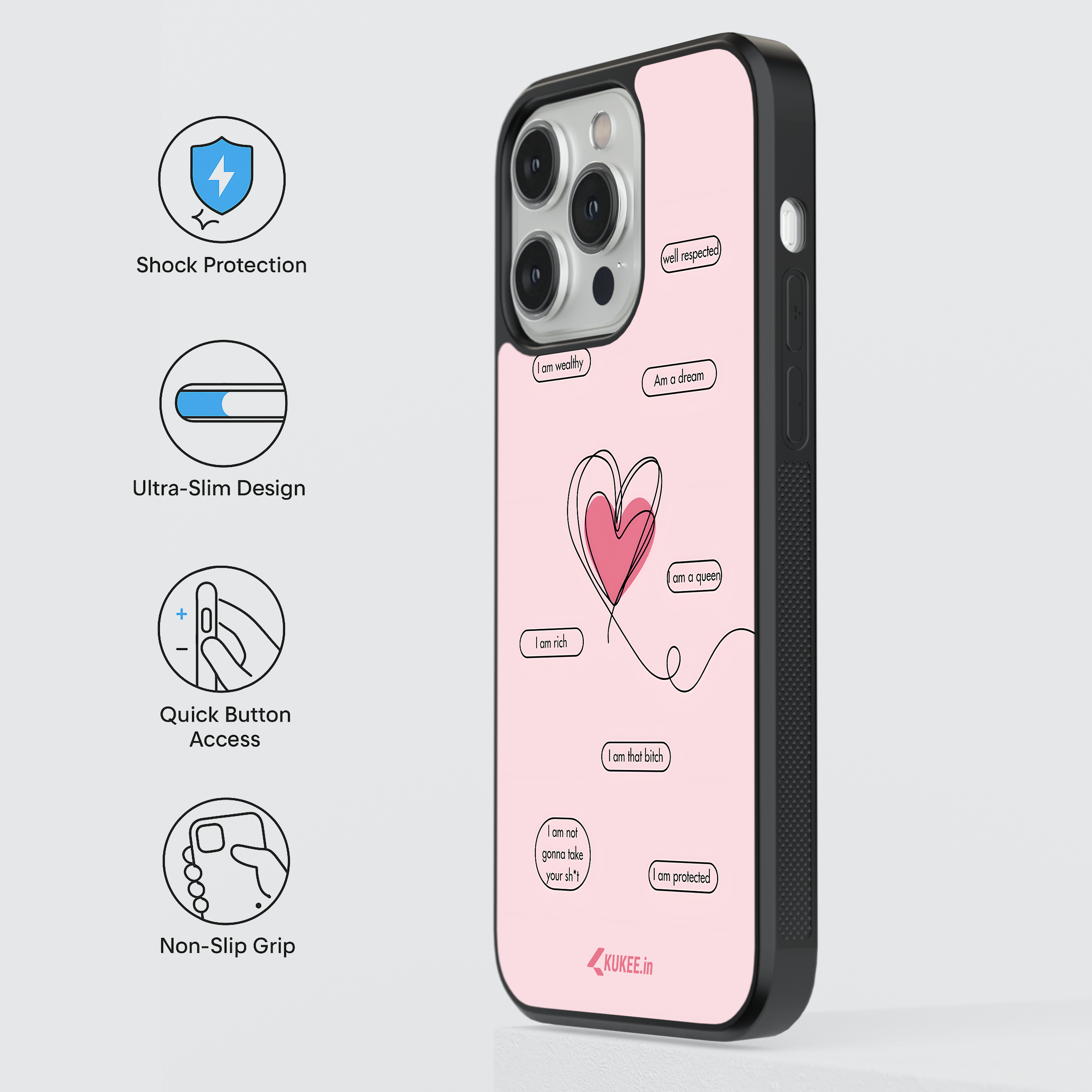 Positive Affirmations Mobile Case with Heart - Self-Love & Empowerment