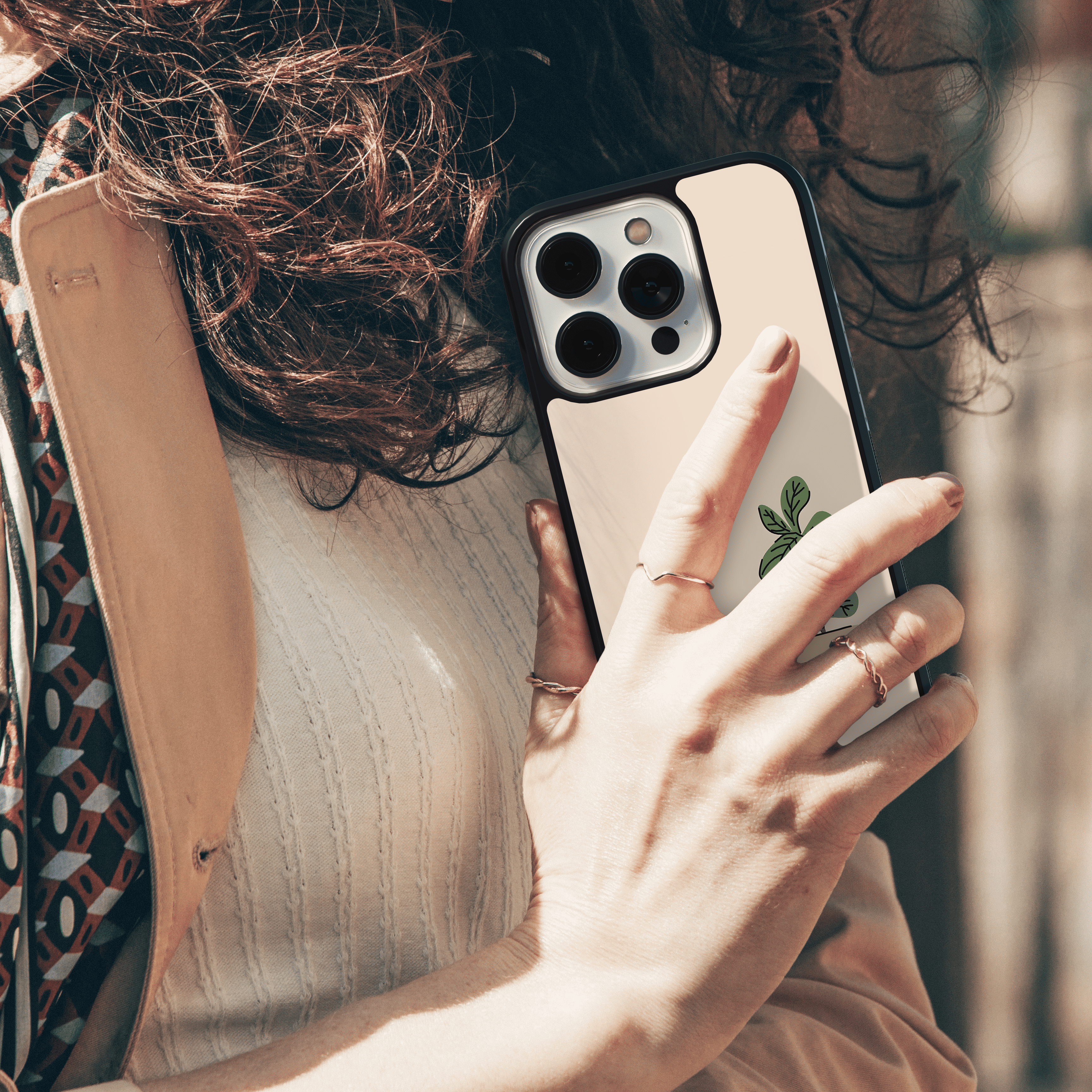 Whimsical Cat and Plant iPhone Case | Minimalist Cat and Houseplant iPhone Cover