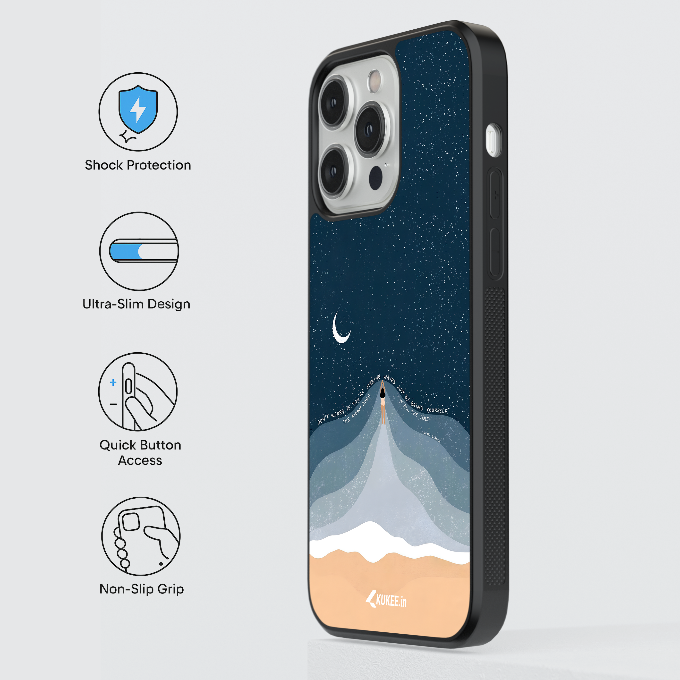 Empowering Moon and Ocean Mobile Case - Serene Moonlit Ocean Design