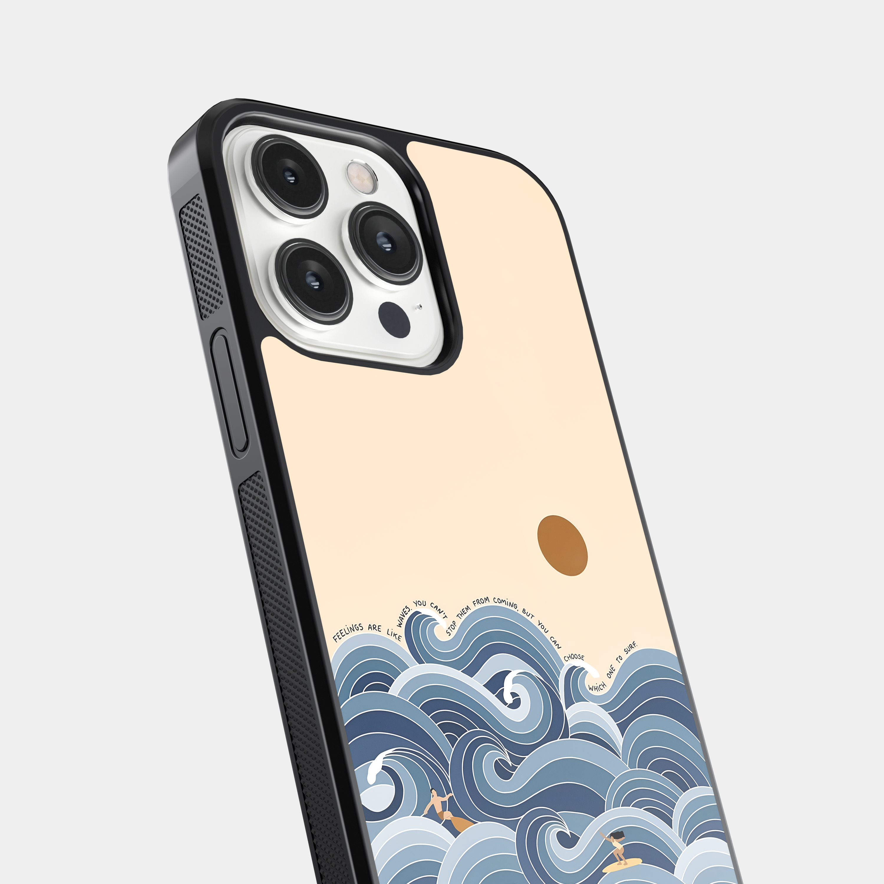 Feelings are like waves - Emotional Well-being Mobile Cover - Ocean and Surfers Design