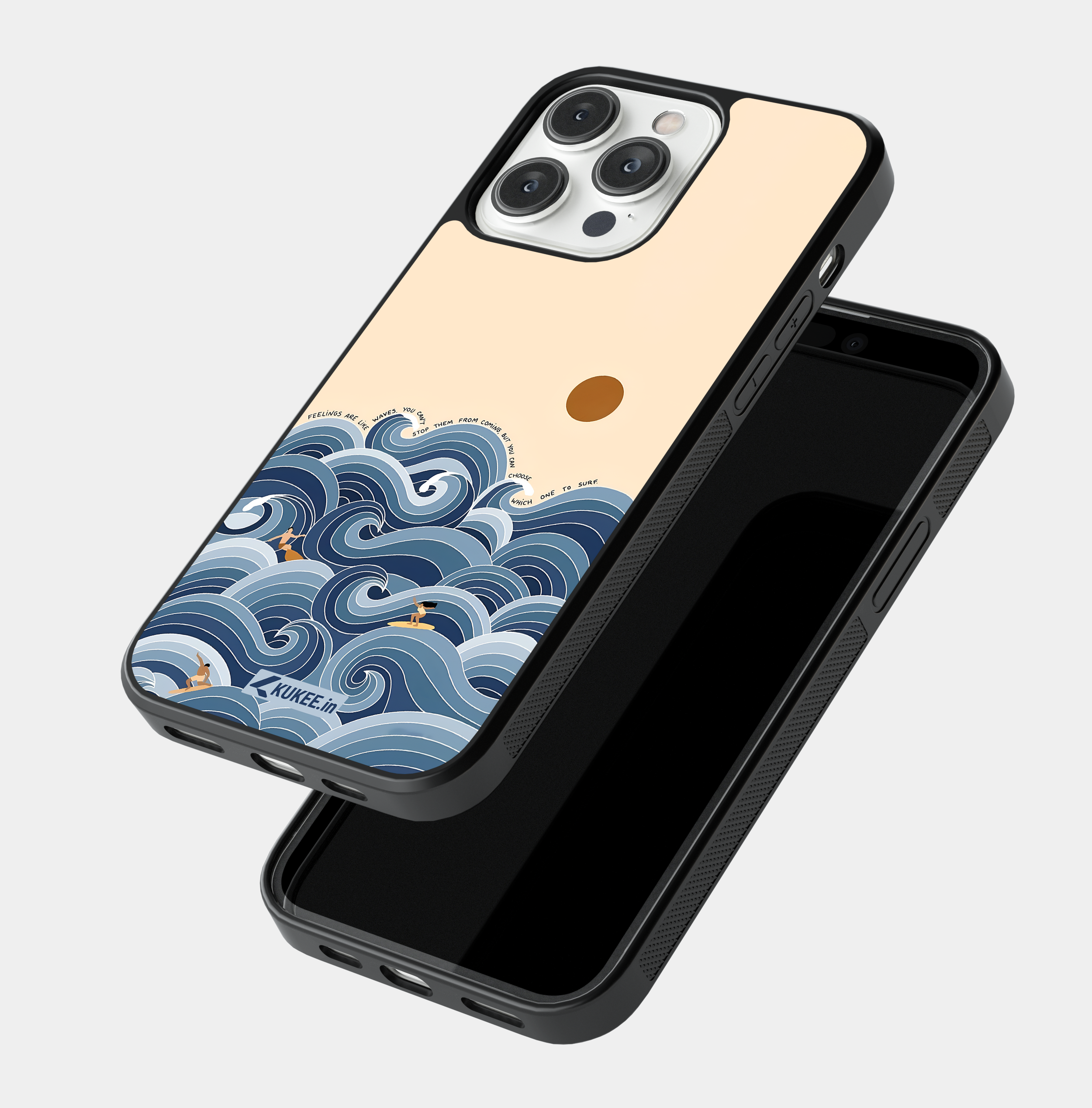 Feelings are like waves - Emotional Well-being Mobile Cover - Ocean and Surfers Design