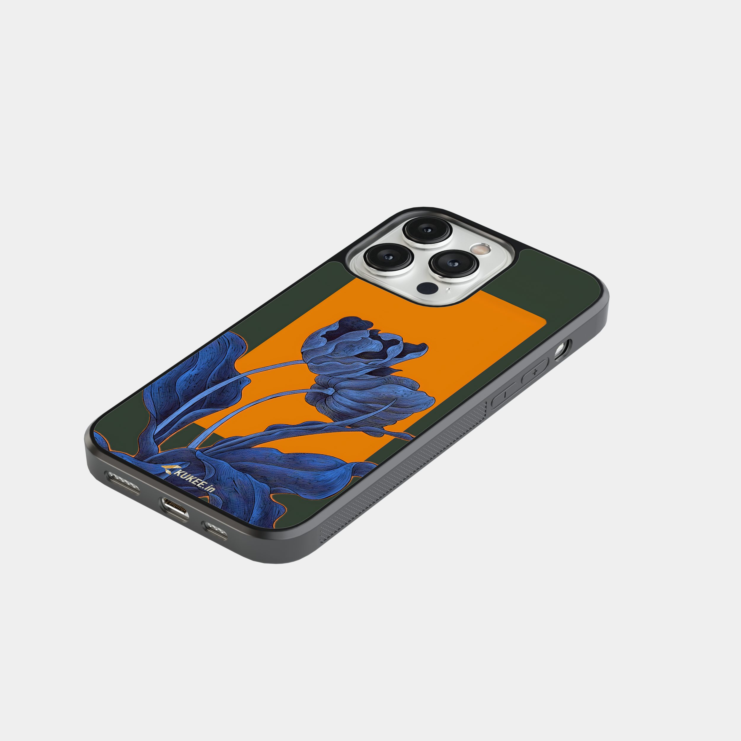 Colorful Blue and Orange Flower iPhone Case | Abstract Blue Floral iPhone Cover