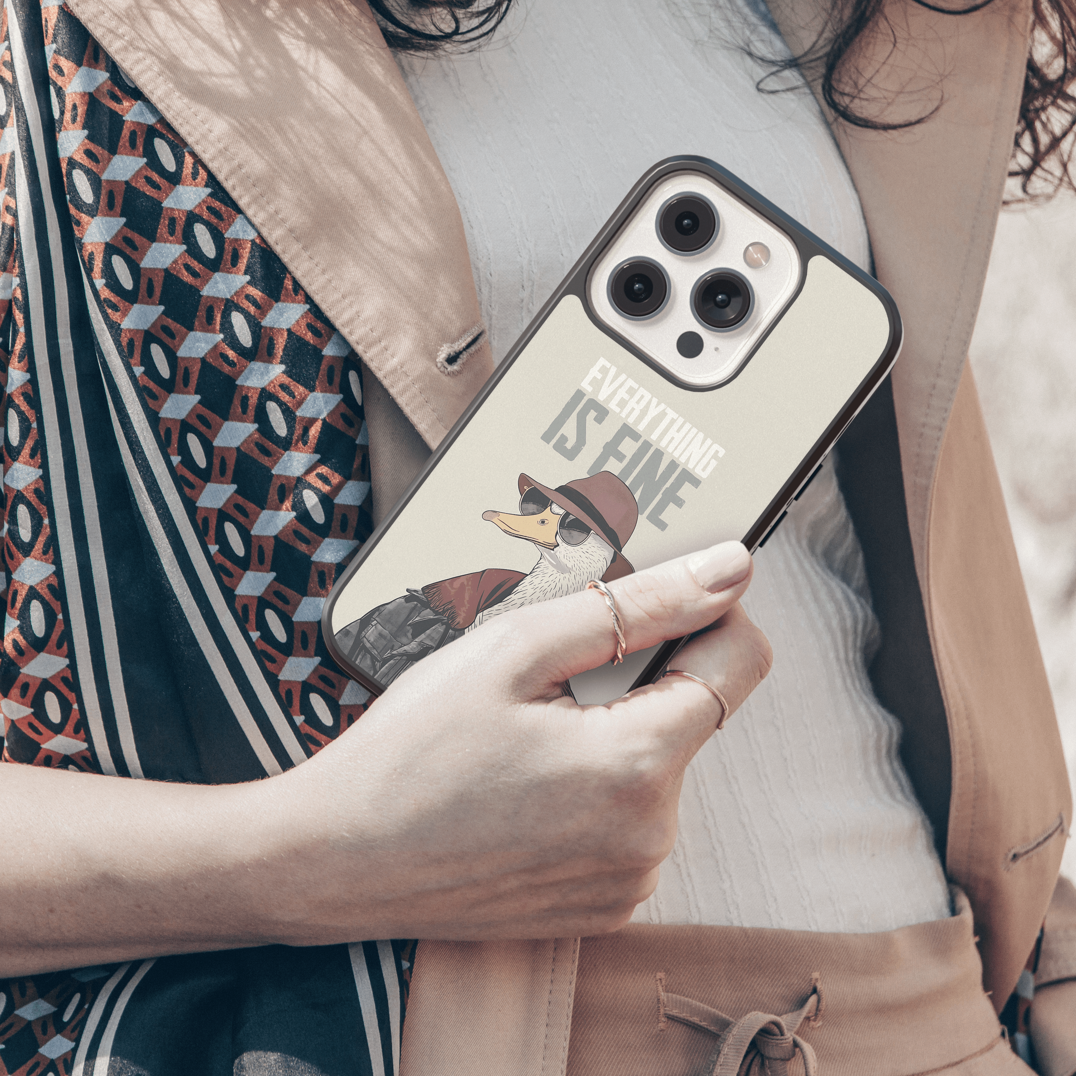 Everything is Fine - Humorous Duck in Sunglasses and Hat Mobile Cover