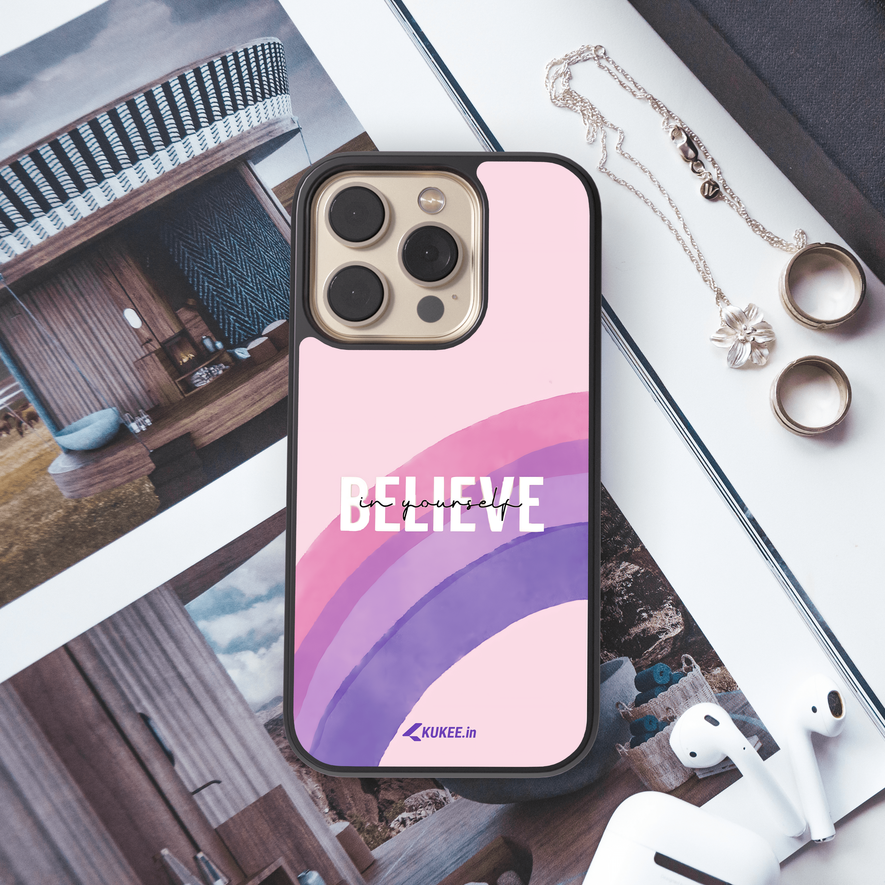 Believe in Yourself Design | Watercolor Rainbow Quote