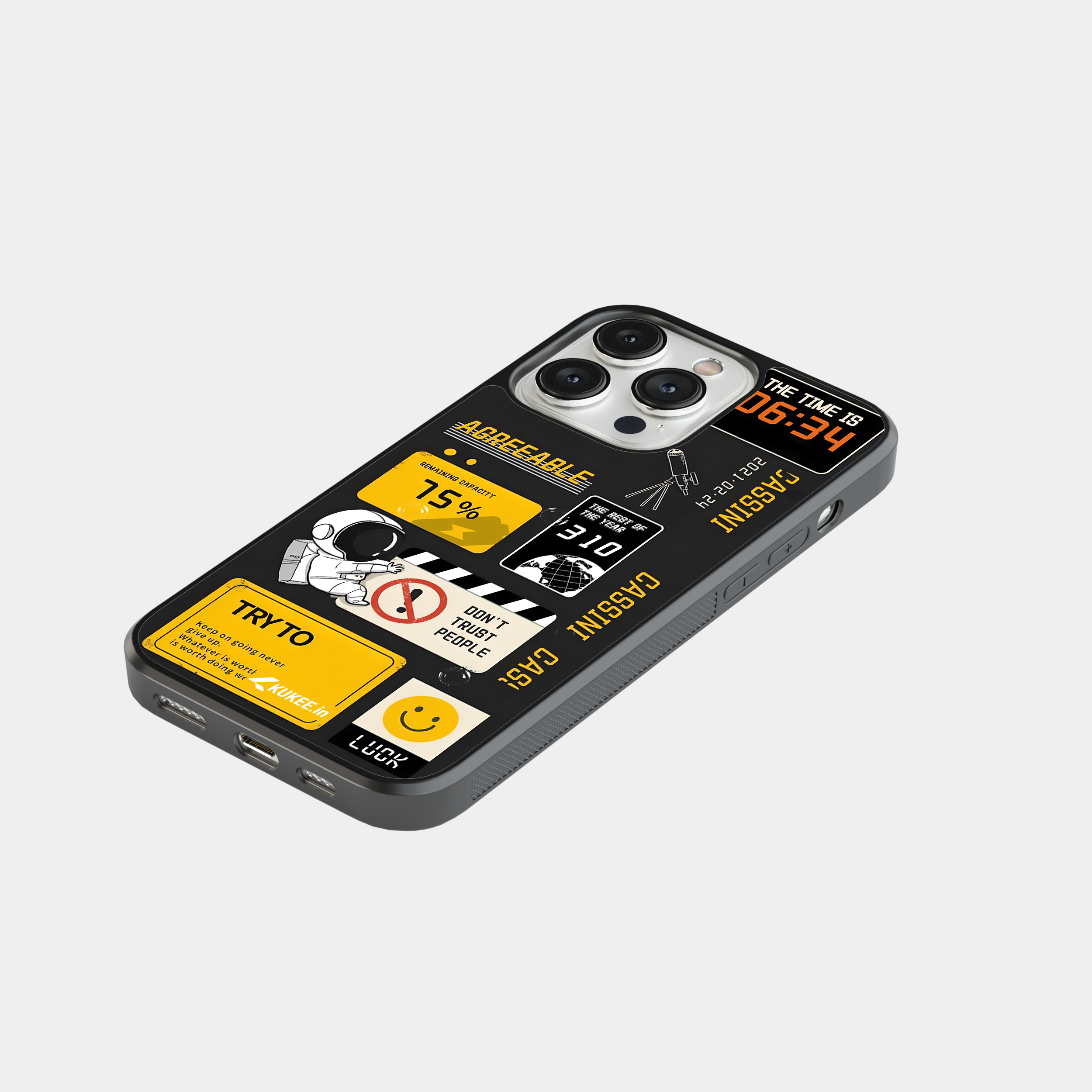 Mixed Graphics Collage Mobile Case - Astronaut, Clock & Quotes