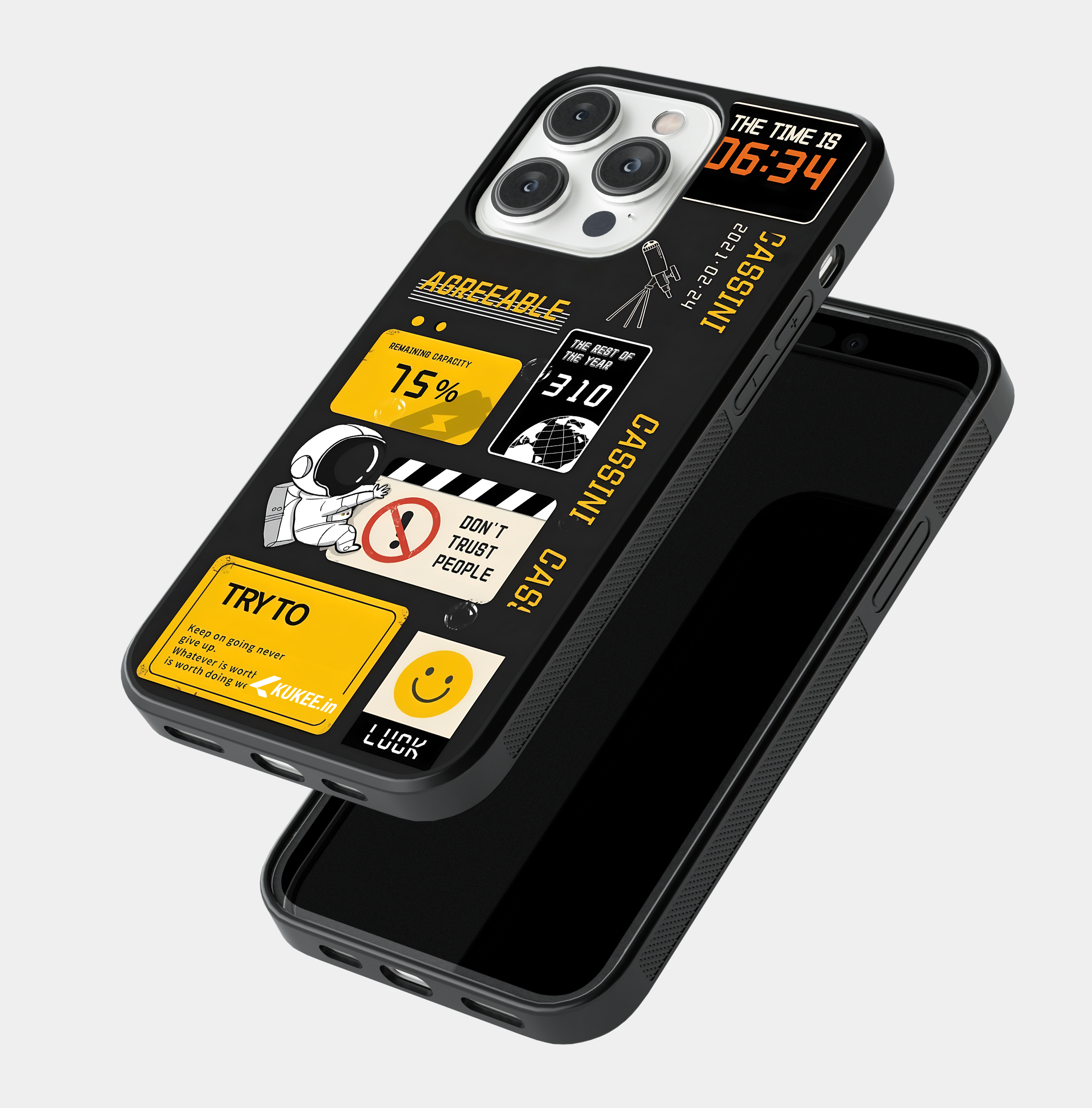 Mixed Graphics Collage Mobile Case - Astronaut, Clock & Quotes