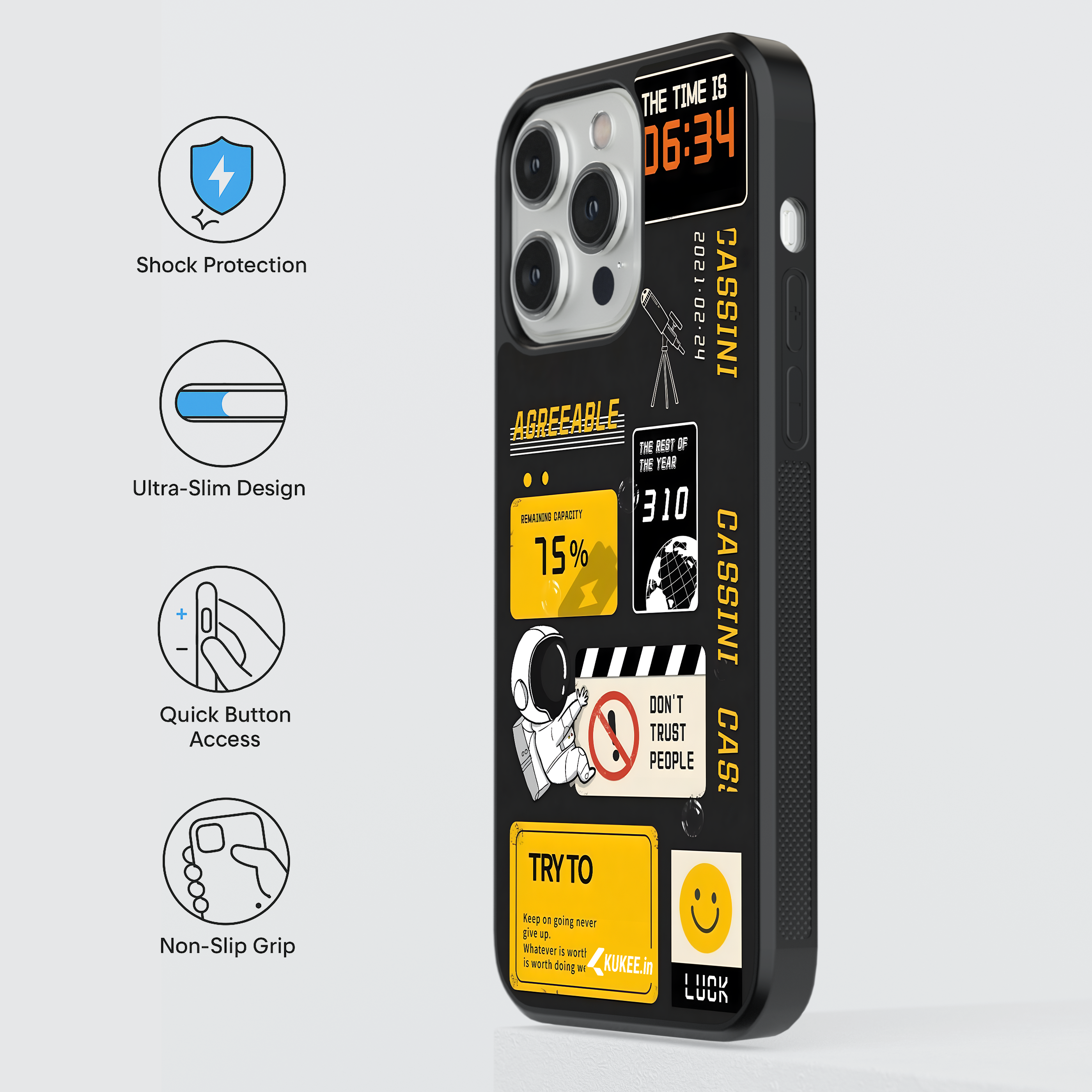 Mixed Graphics Collage Mobile Case - Astronaut, Clock & Quotes