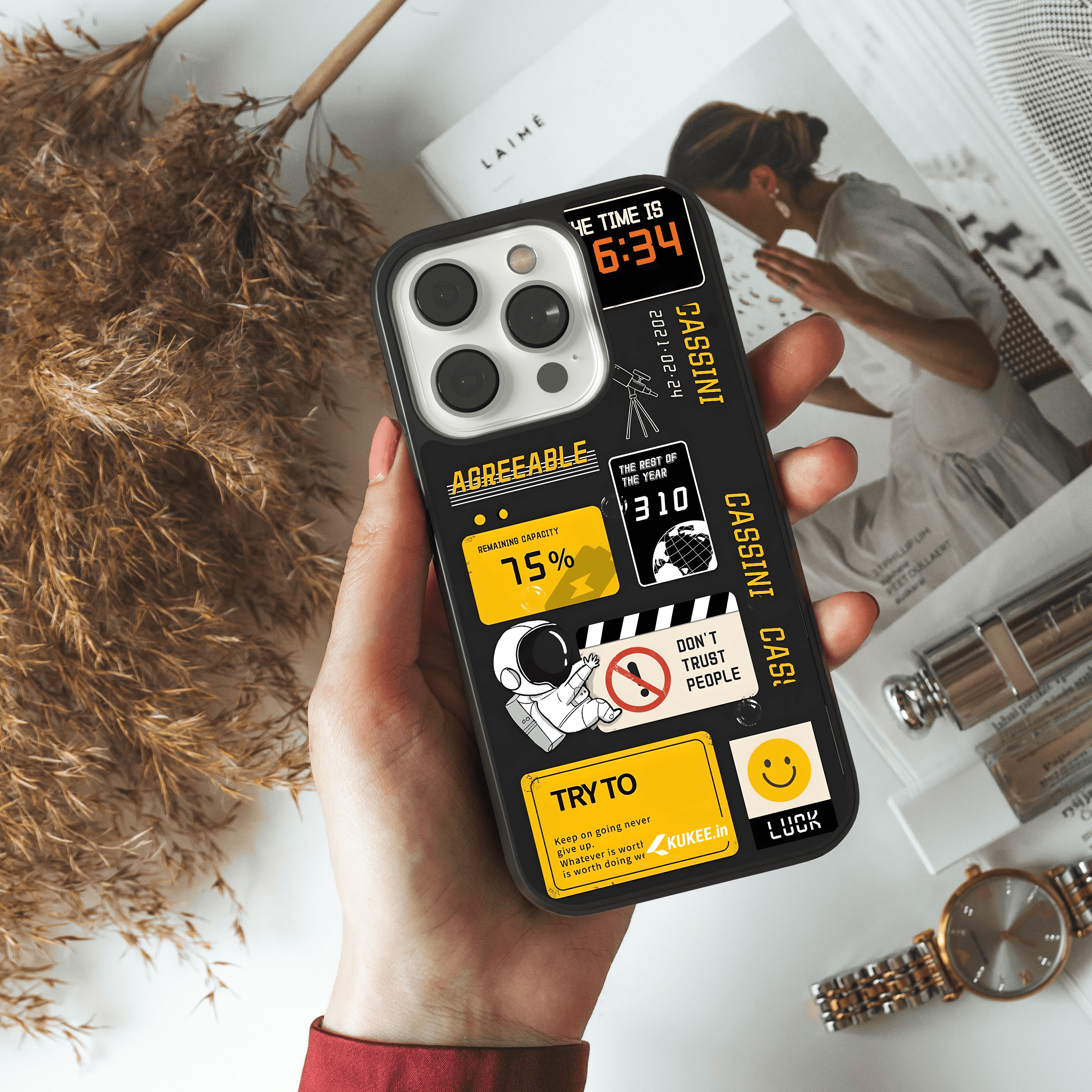 Mixed Graphics Collage Mobile Case - Astronaut, Clock & Quotes